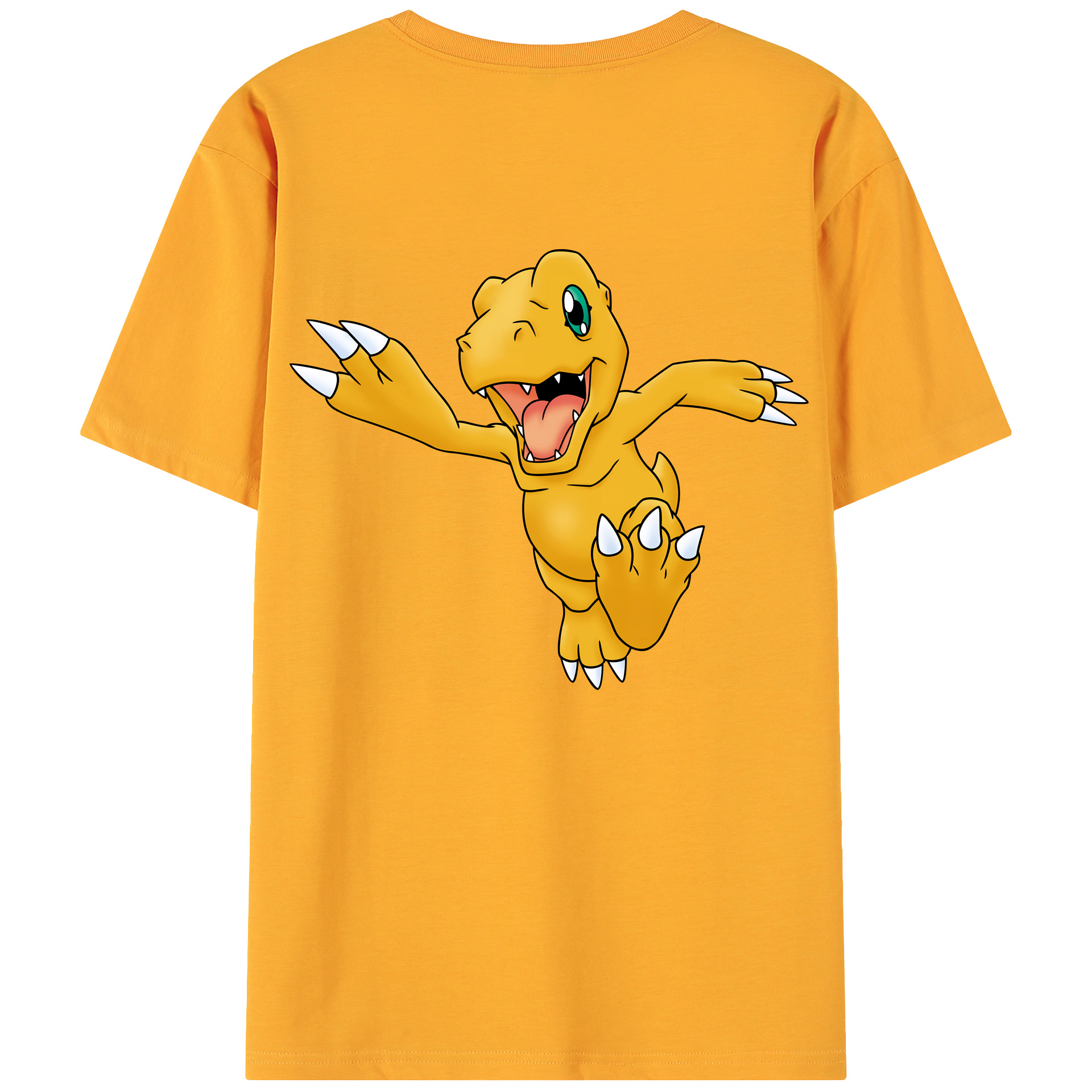 （画像用） Digimon デジタルモンスター/デジモン 綿100％ メンズ半袖Tシャツ（バックプリント） 通気性