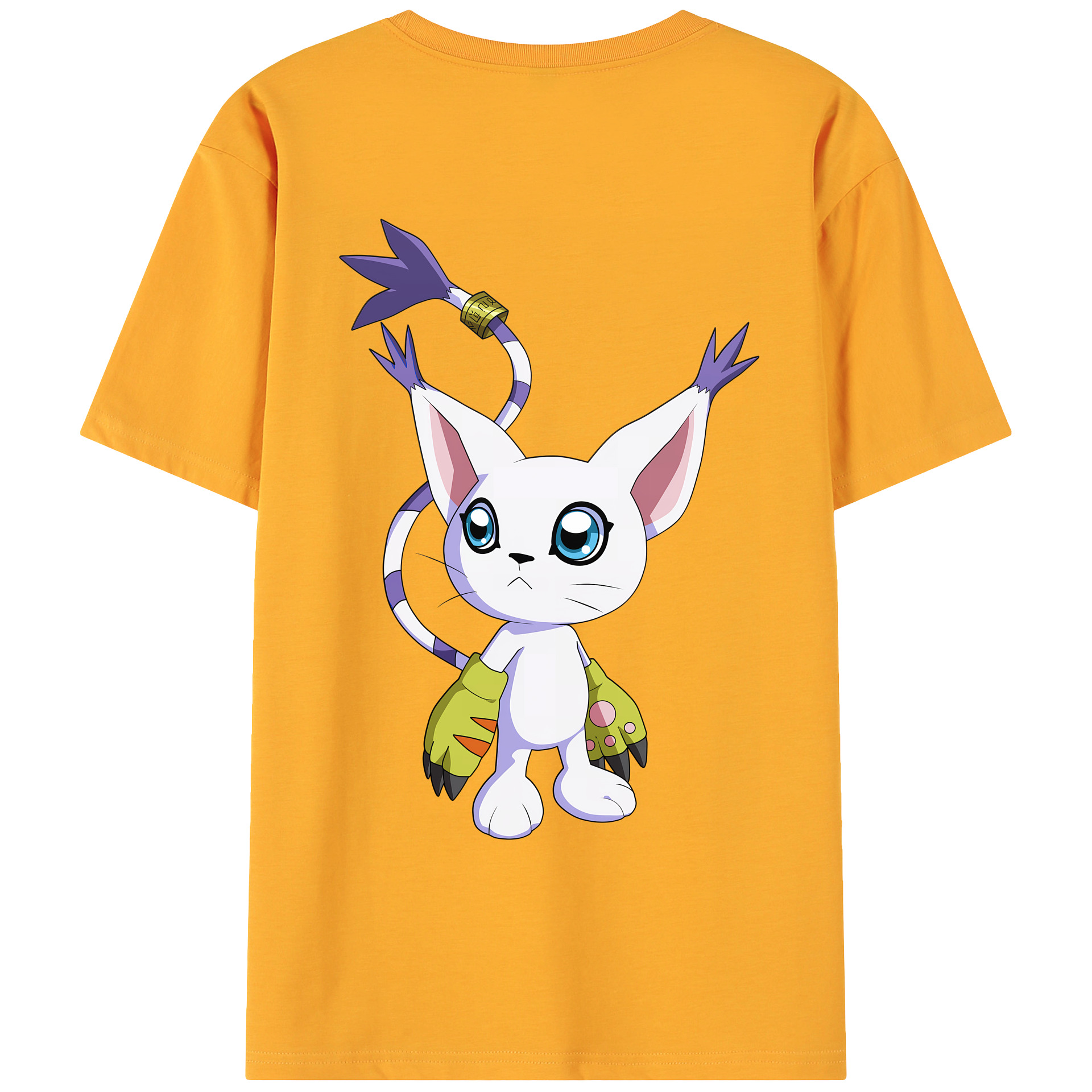（画像用） Digimon デジタルモンスター/デジモン 綿100％ メンズ半袖Tシャツ（バックプリント） 通気性