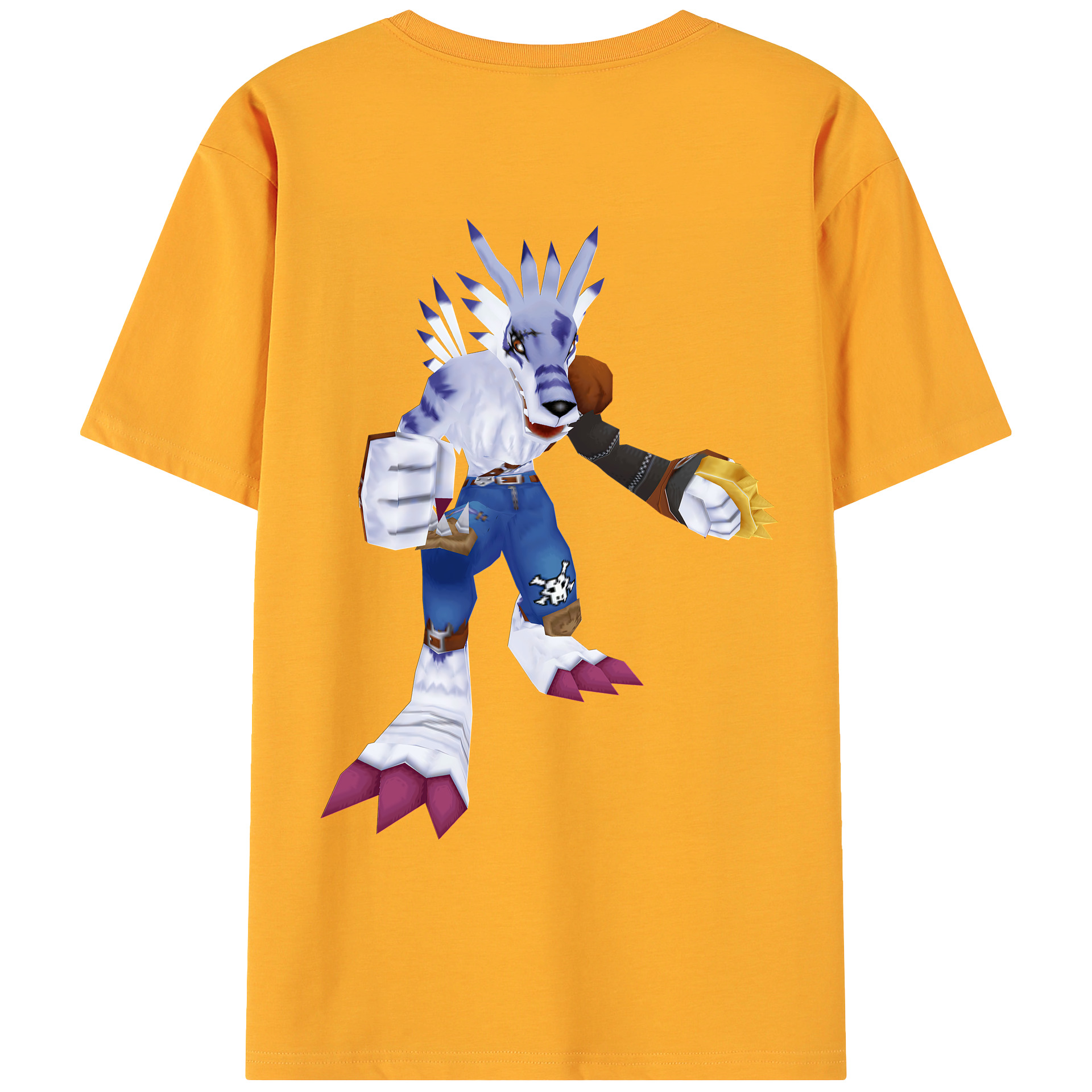 （画像用） Digimon デジタルモンスター/デジモン 綿100％ メンズ半袖Tシャツ（バックプリント） 通気性
