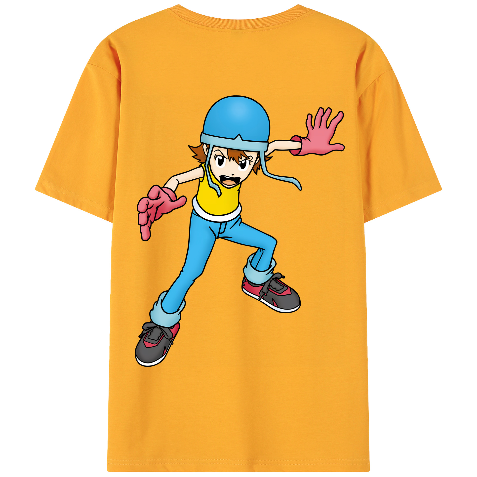 （画像用） Digimon デジタルモンスター/デジモン 綿100％ メンズ半袖Tシャツ（バックプリント） 通気性