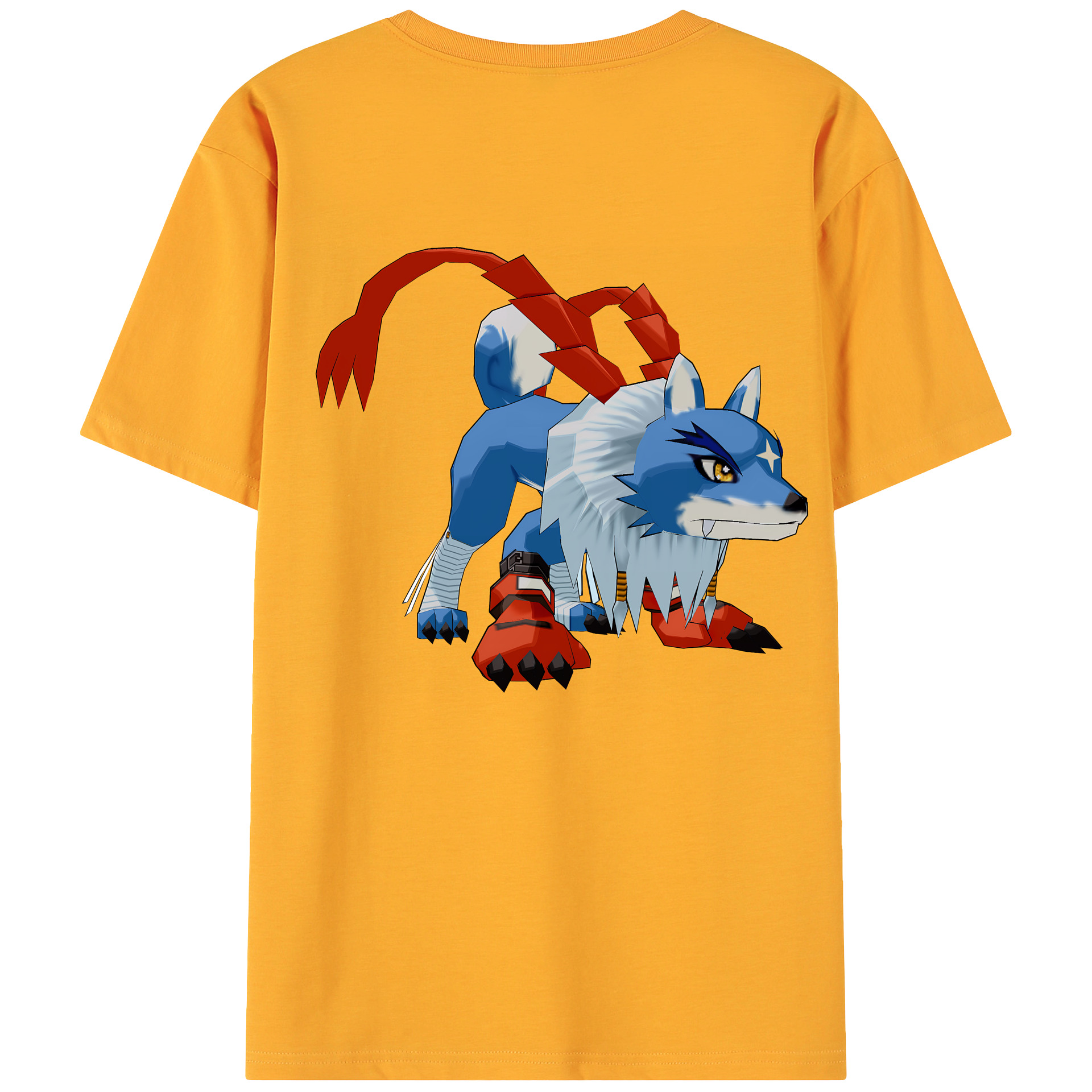 （画像用） Digimon デジタルモンスター/デジモン 綿100％ メンズ半袖Tシャツ（バックプリント） 通気性