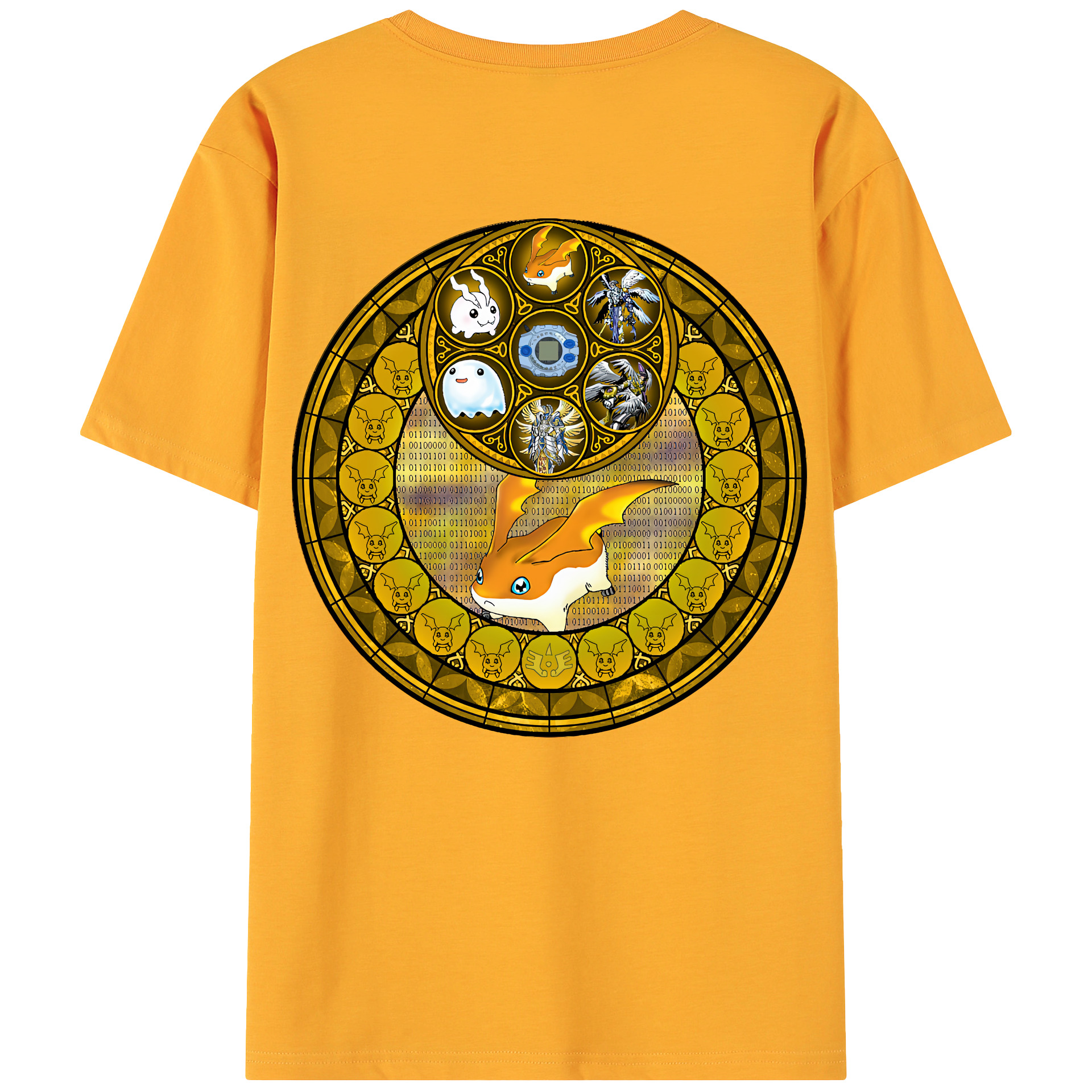 （画像用） Digimon デジタルモンスター/デジモン 綿100％ メンズ半袖Tシャツ（バックプリント） 通気性