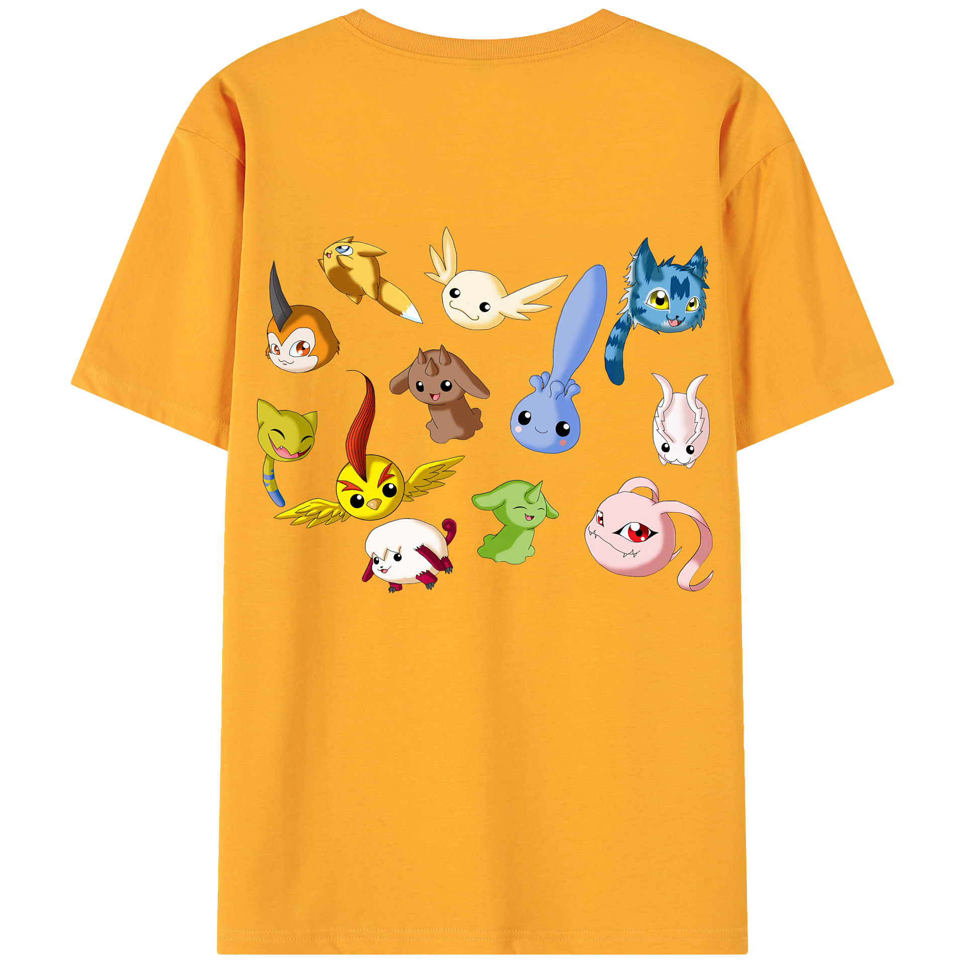 （画像用） Digimon デジタルモンスター/デジモン 綿100％ メンズ半袖Tシャツ（バックプリント） 通気性