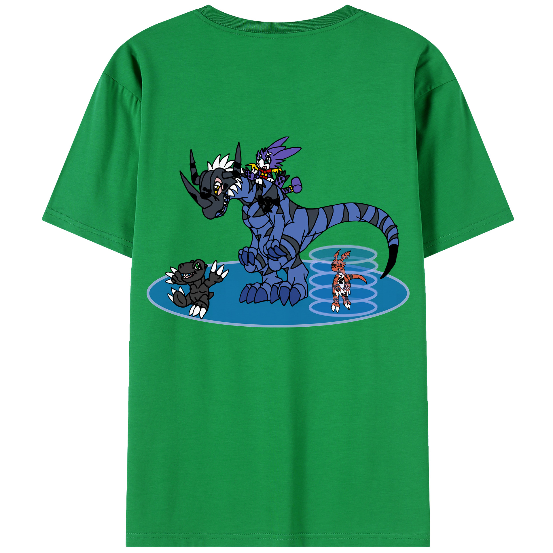 （画像用） Digimon デジタルモンスター/デジモン 綿100％ メンズ半袖Tシャツ（バックプリント） 通気性