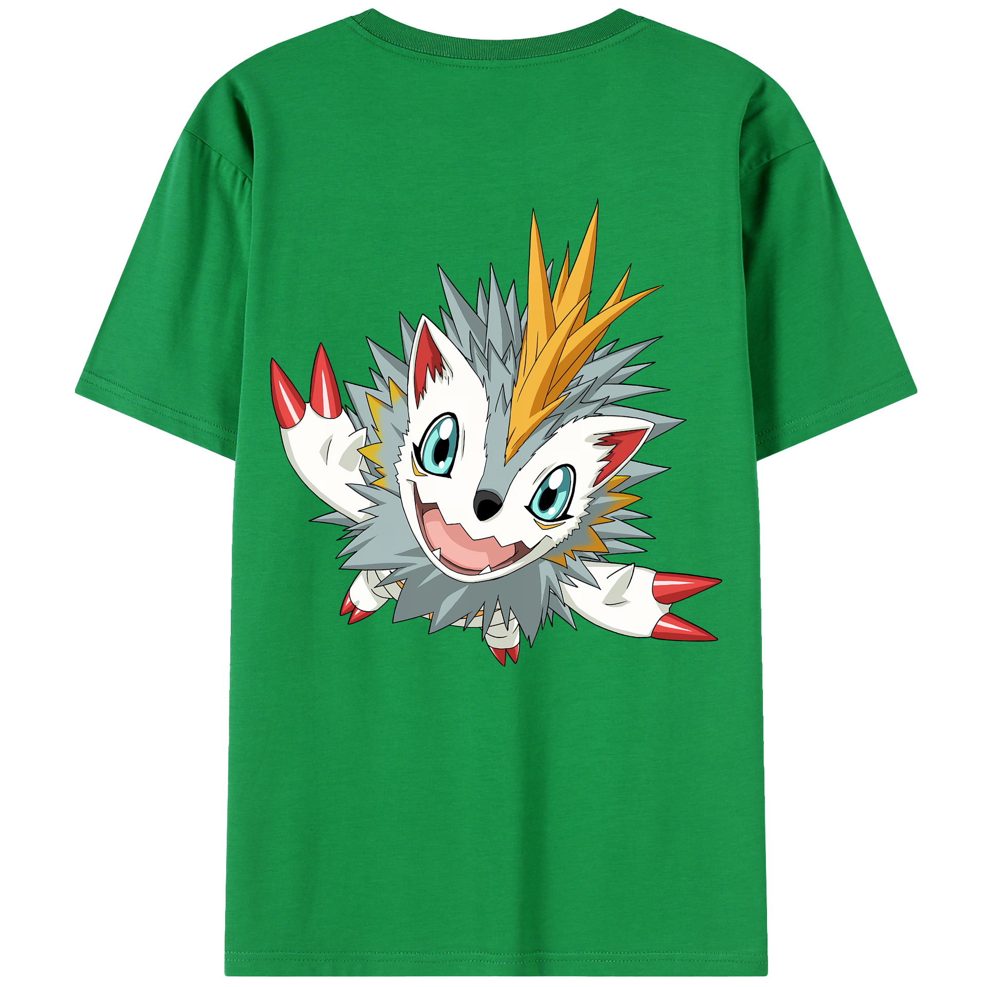 （画像用） Digimon デジタルモンスター/デジモン 綿100％ メンズ半袖Tシャツ（バックプリント） 通気性