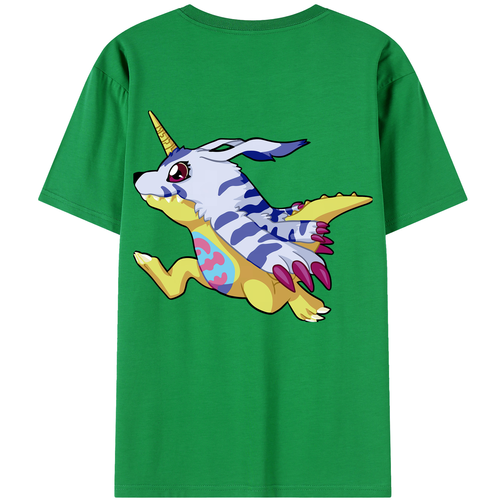 （画像用） Digimon デジタルモンスター/デジモン 綿100％ メンズ半袖Tシャツ（バックプリント） 通気性