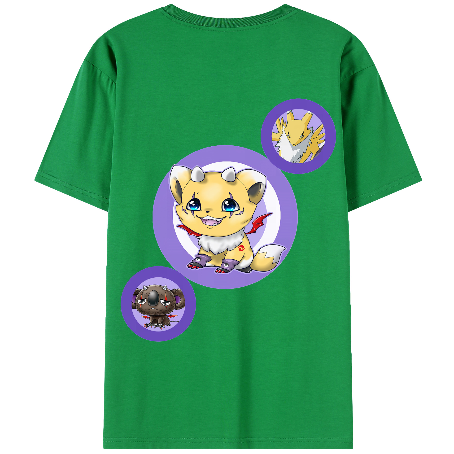 （画像用） Digimon デジタルモンスター/デジモン 綿100％ メンズ半袖Tシャツ（バックプリント） 通気性