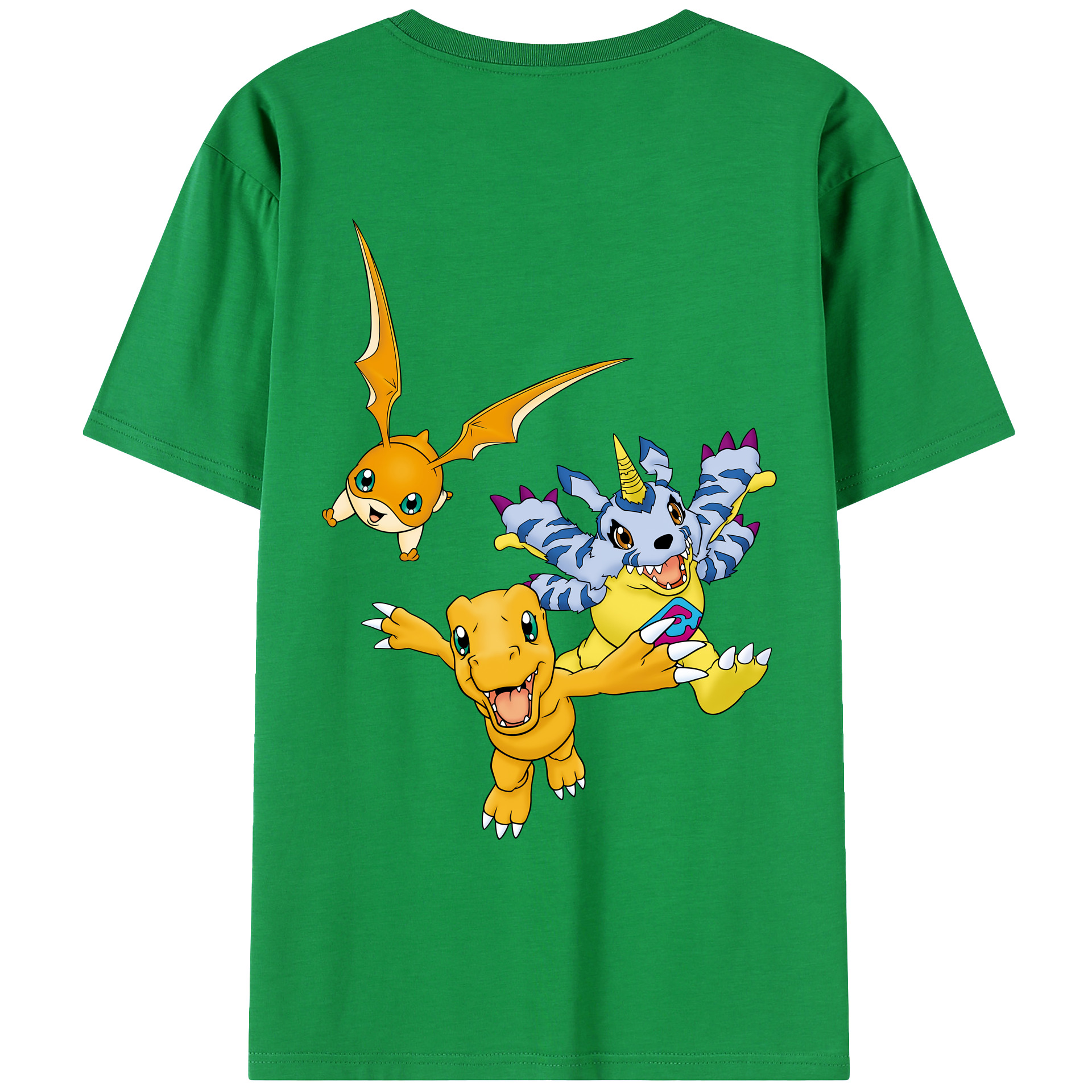 （画像用） Digimon デジタルモンスター/デジモン 綿100％ メンズ半袖Tシャツ（バックプリント） 通気性