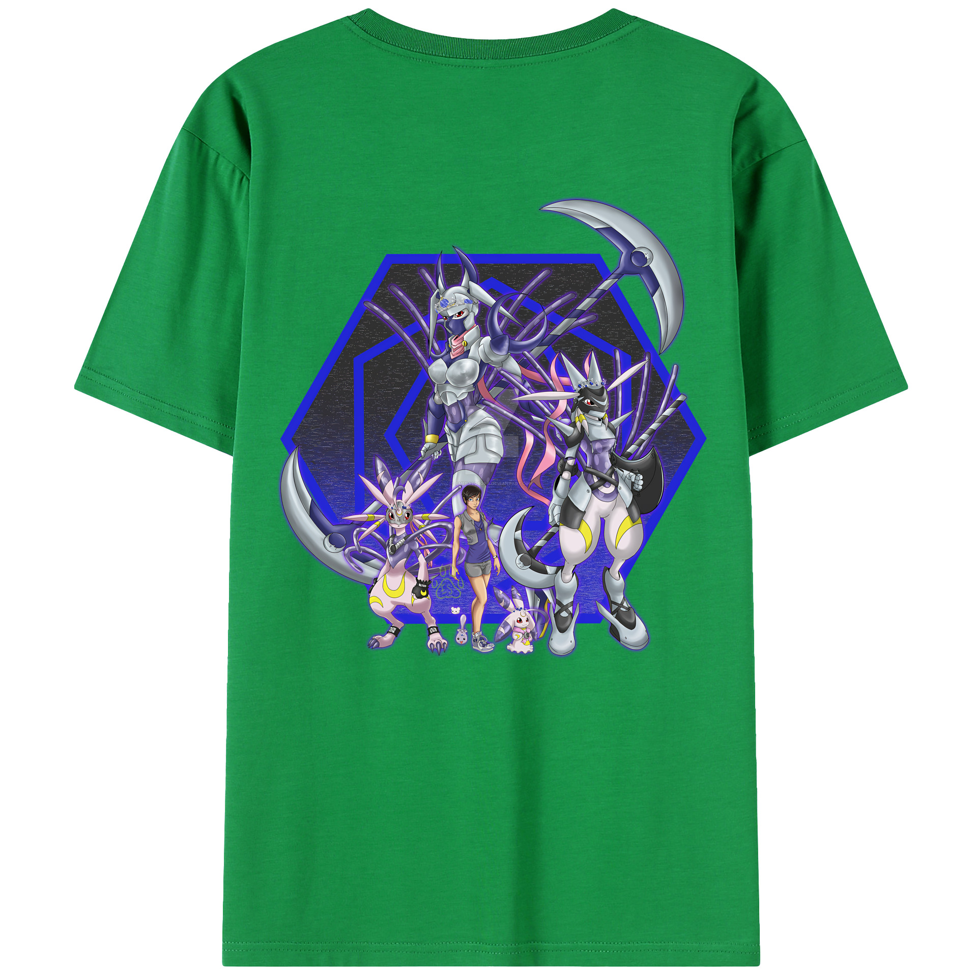 （画像用） Digimon デジタルモンスター/デジモン 綿100％ メンズ半袖Tシャツ（バックプリント） 通気性