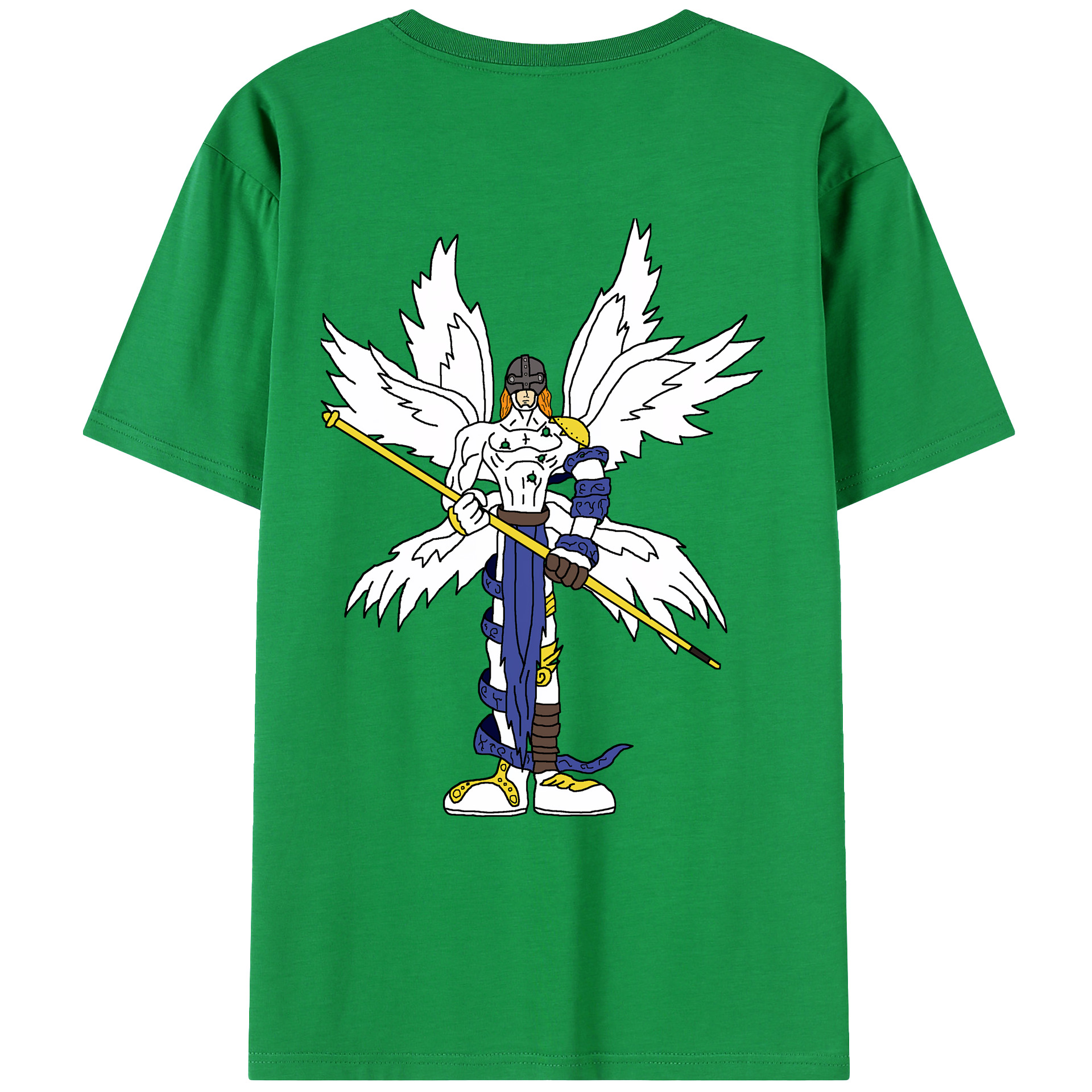 （画像用） Digimon デジタルモンスター/デジモン 綿100％ メンズ半袖Tシャツ（バックプリント） 通気性