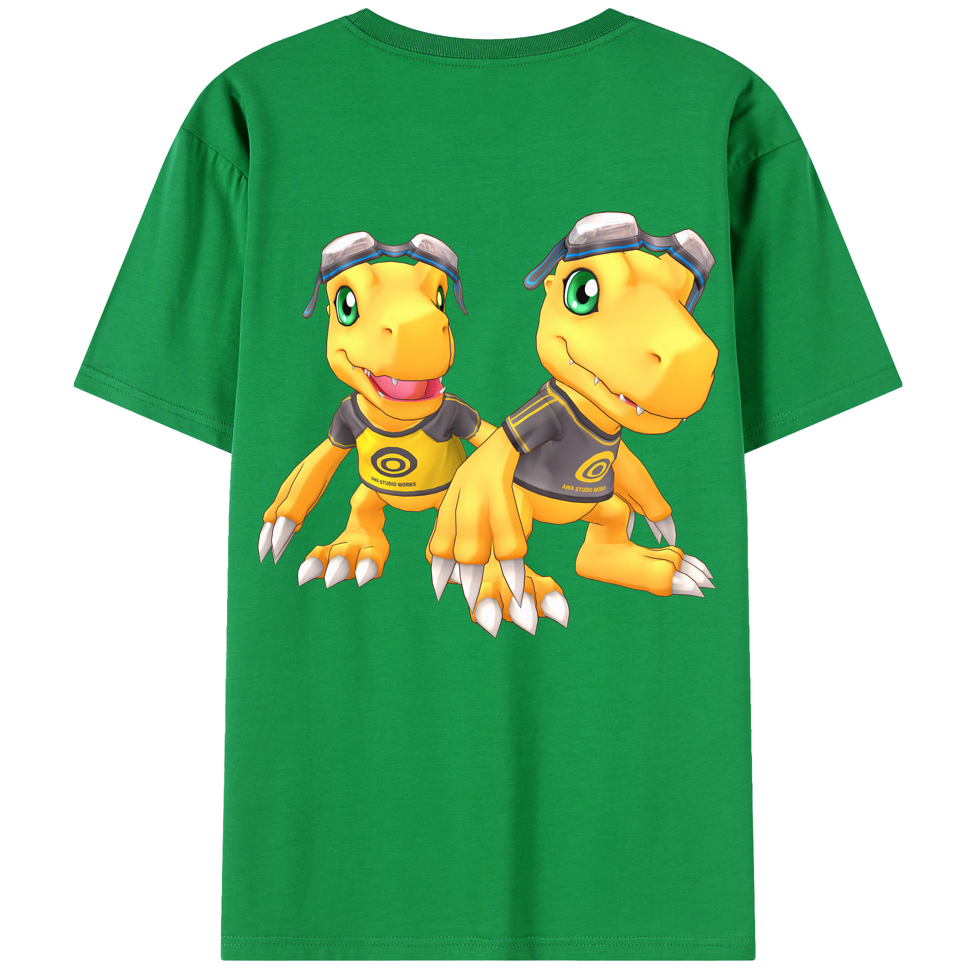（画像用） Digimon デジタルモンスター/デジモン 綿100％ メンズ半袖Tシャツ（バックプリント） 通気性