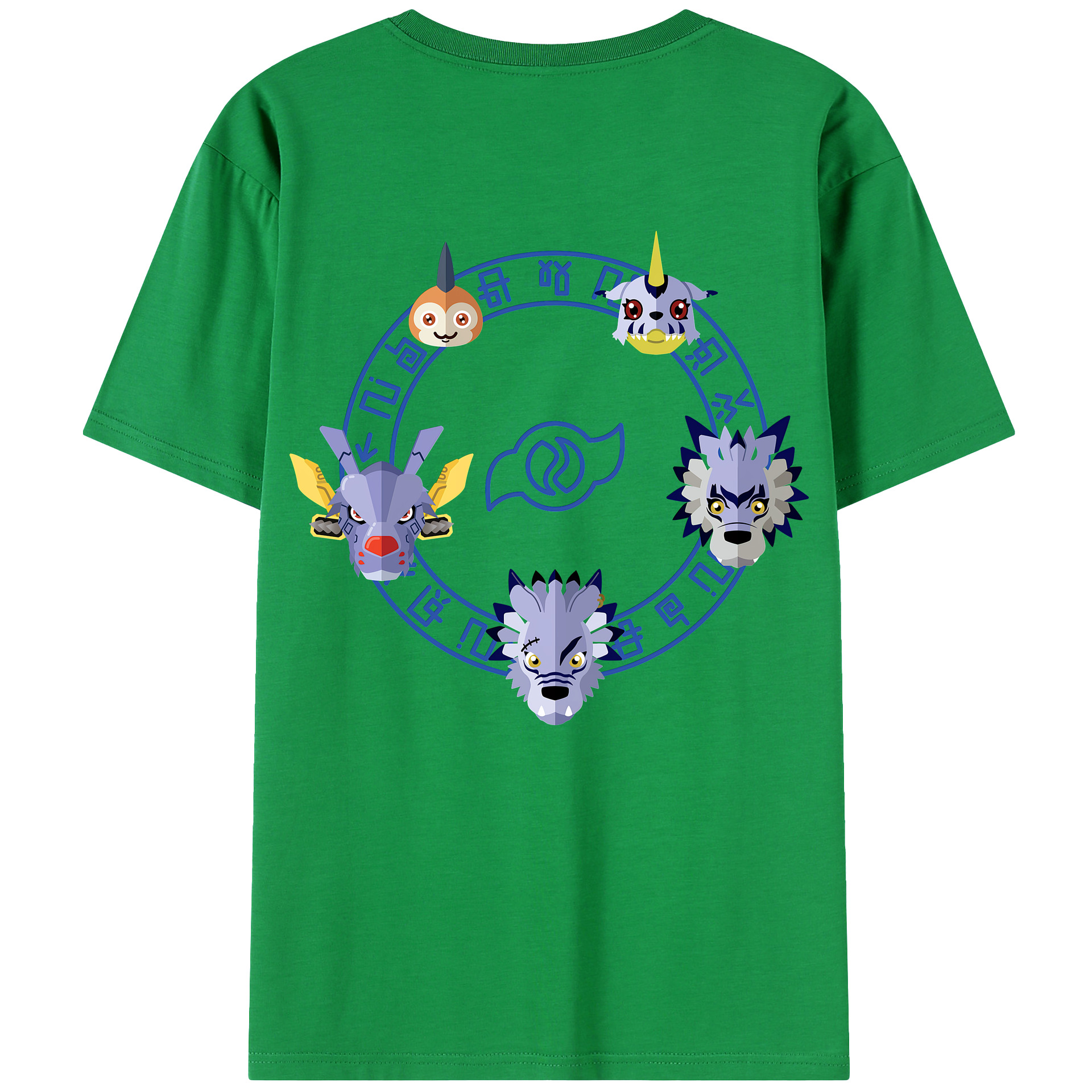 （画像用） Digimon デジタルモンスター/デジモン 綿100％ メンズ半袖Tシャツ（バックプリント） 通気性