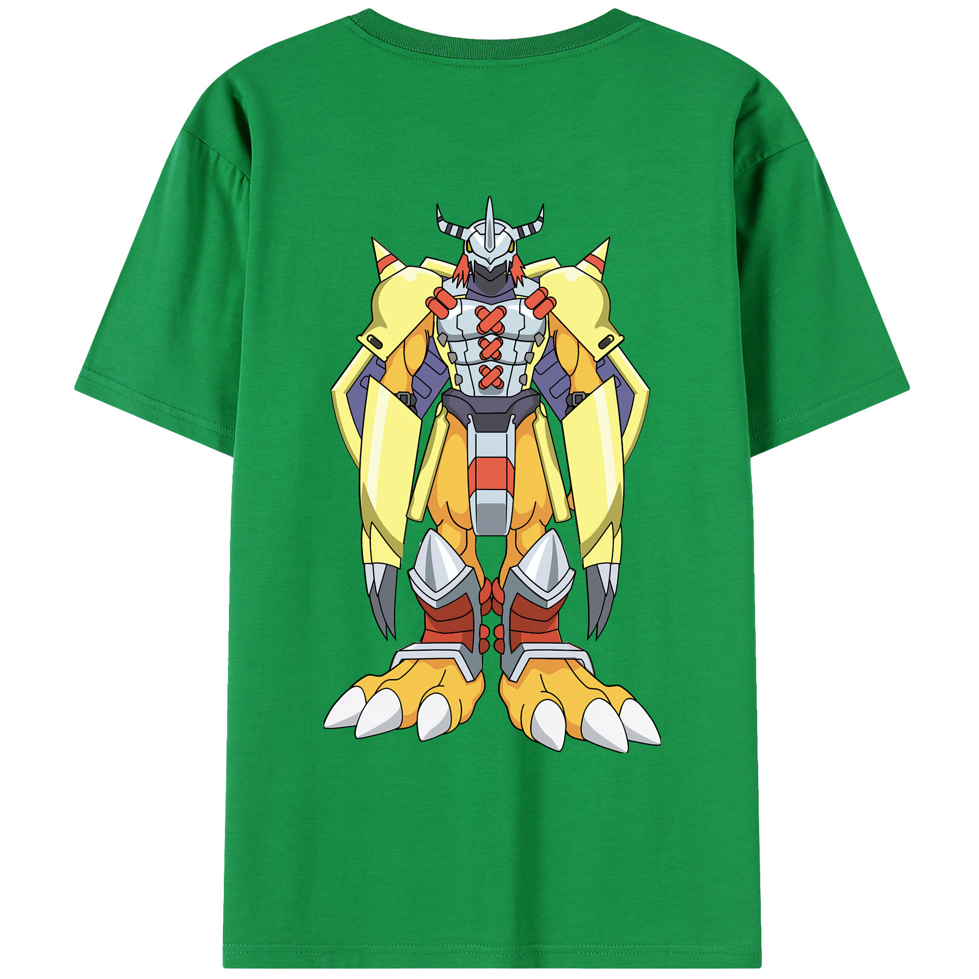 （画像用） Digimon デジタルモンスター/デジモン 綿100％ メンズ半袖Tシャツ（バックプリント） 通気性