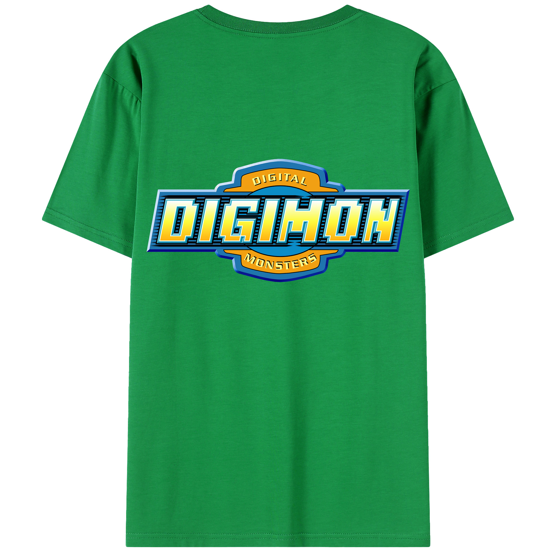 （画像用） Digimon デジタルモンスター/デジモン 綿100％ メンズ半袖Tシャツ（バックプリント） 通気性
