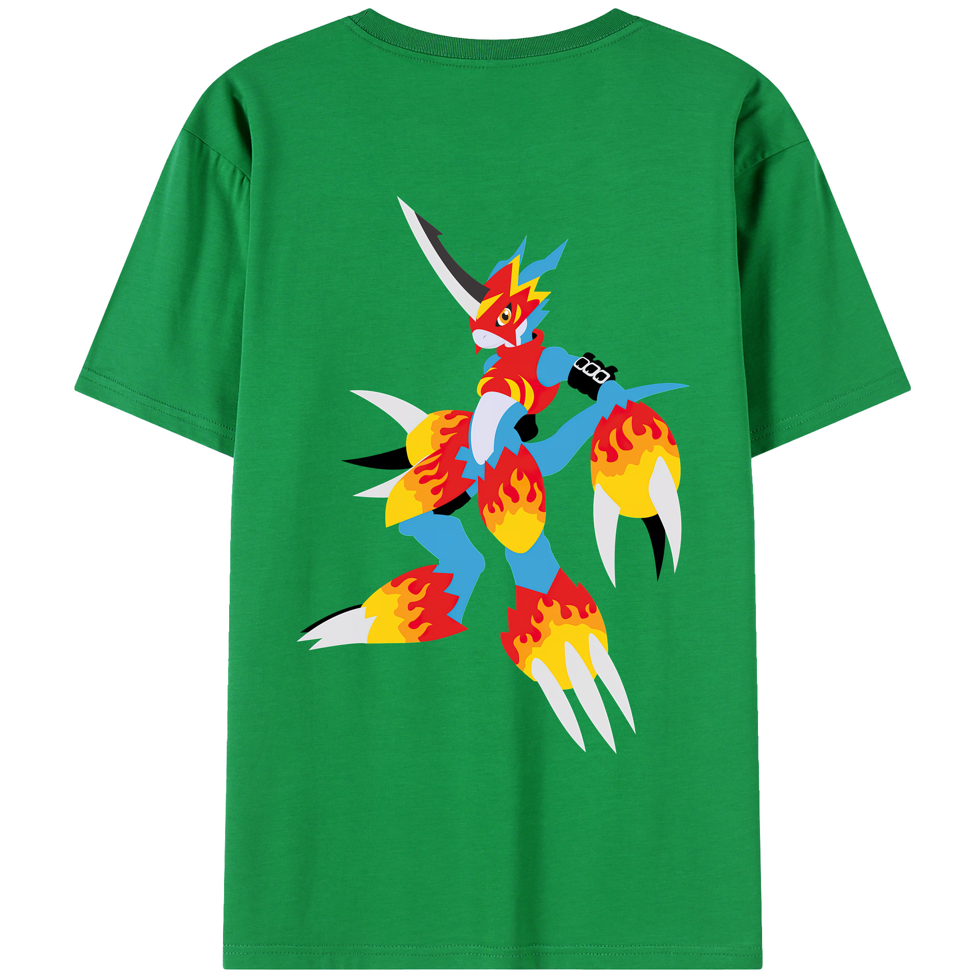 （画像用） Digimon デジタルモンスター/デジモン 綿100％ メンズ半袖Tシャツ（バックプリント） 通気性