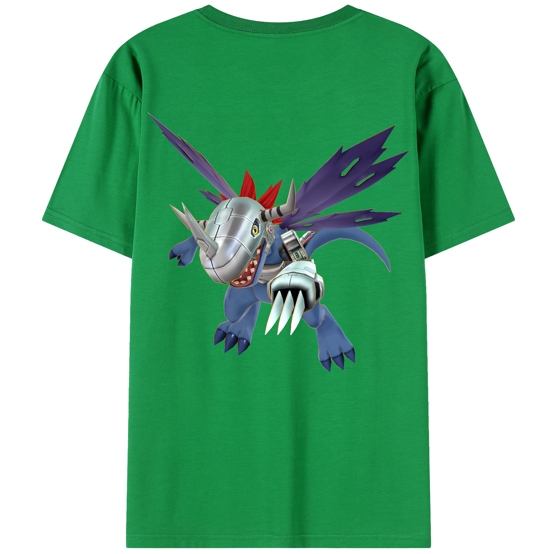 （画像用） Digimon デジタルモンスター/デジモン 綿100％ メンズ半袖Tシャツ（バックプリント） 通気性