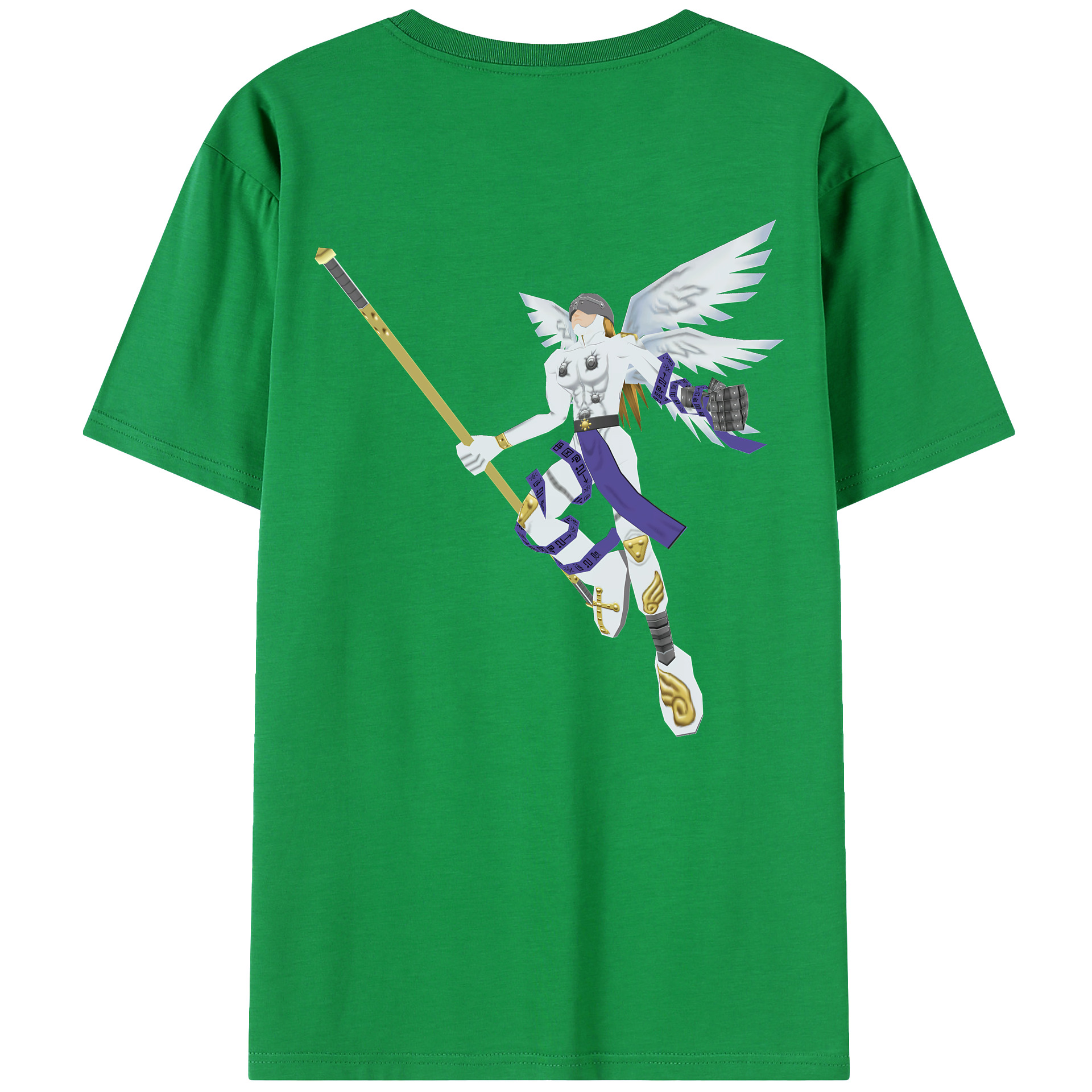 （画像用） Digimon デジタルモンスター/デジモン 綿100％ メンズ半袖Tシャツ（バックプリント） 通気性