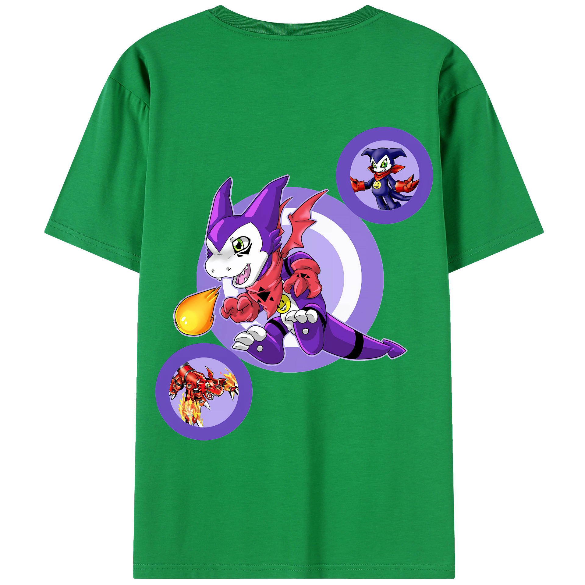 （画像用） Digimon デジタルモンスター/デジモン 綿100％ メンズ半袖Tシャツ（バックプリント） 通気性