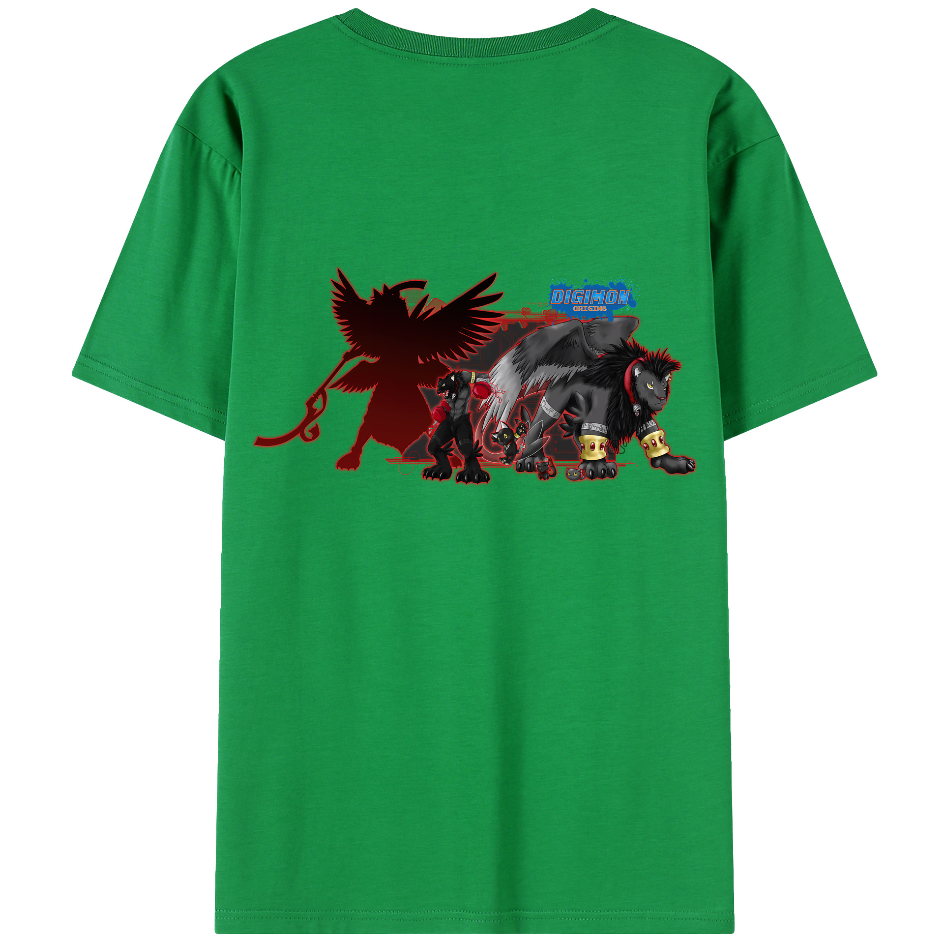 （画像用） Digimon デジタルモンスター/デジモン 綿100％ メンズ半袖Tシャツ（バックプリント） 通気性