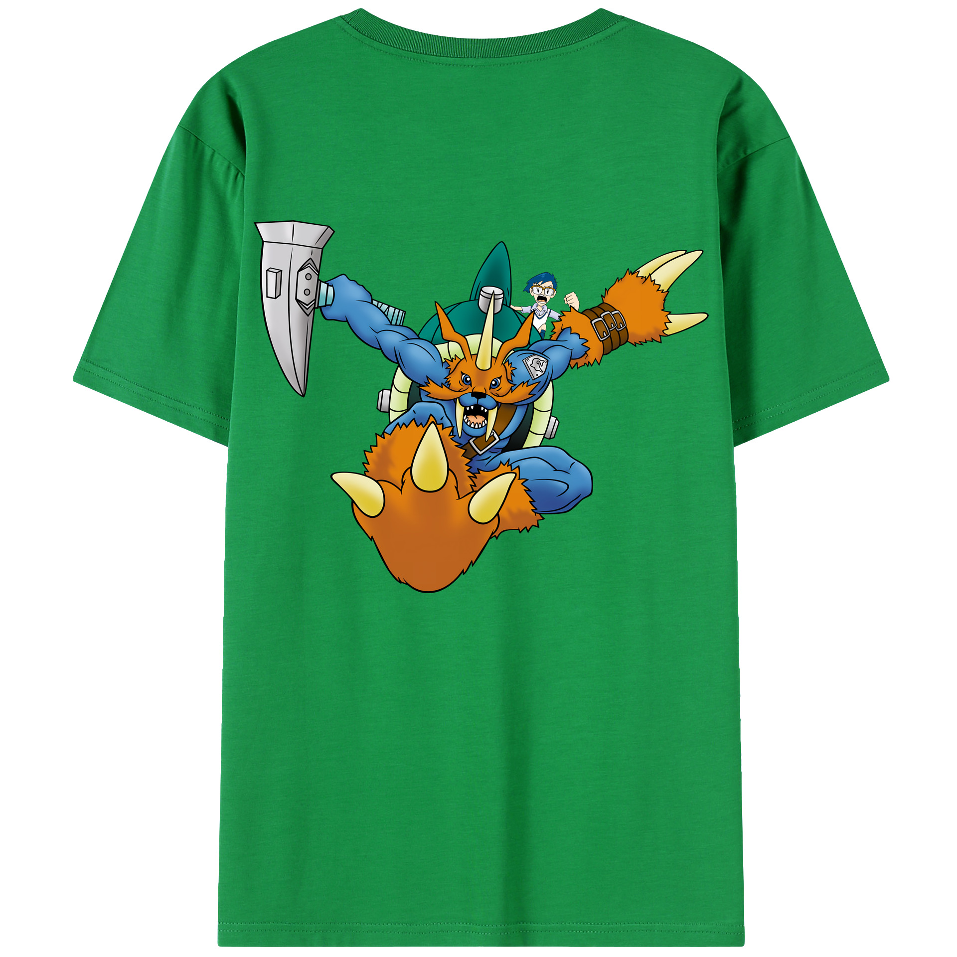 （画像用） Digimon デジタルモンスター/デジモン 綿100％ メンズ半袖Tシャツ（バックプリント） 通気性