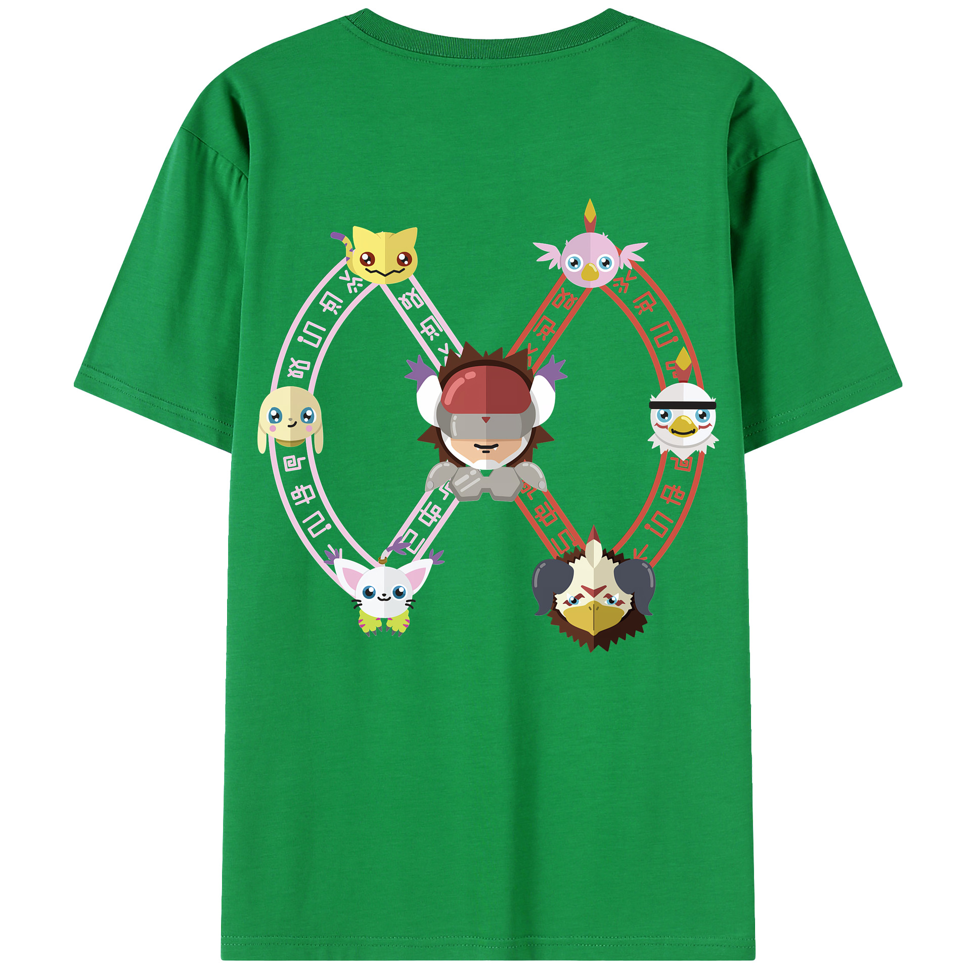 （画像用） Digimon デジタルモンスター/デジモン 綿100％ メンズ半袖Tシャツ（バックプリント） 通気性