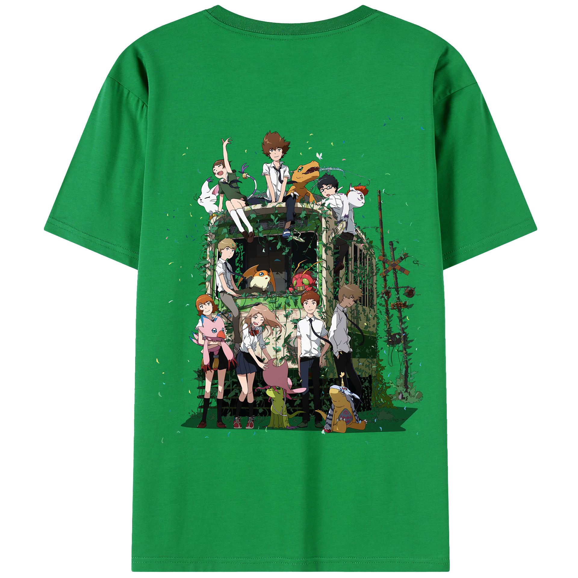 （画像用） Digimon デジタルモンスター/デジモン 綿100％ メンズ半袖Tシャツ（バックプリント） 通気性
