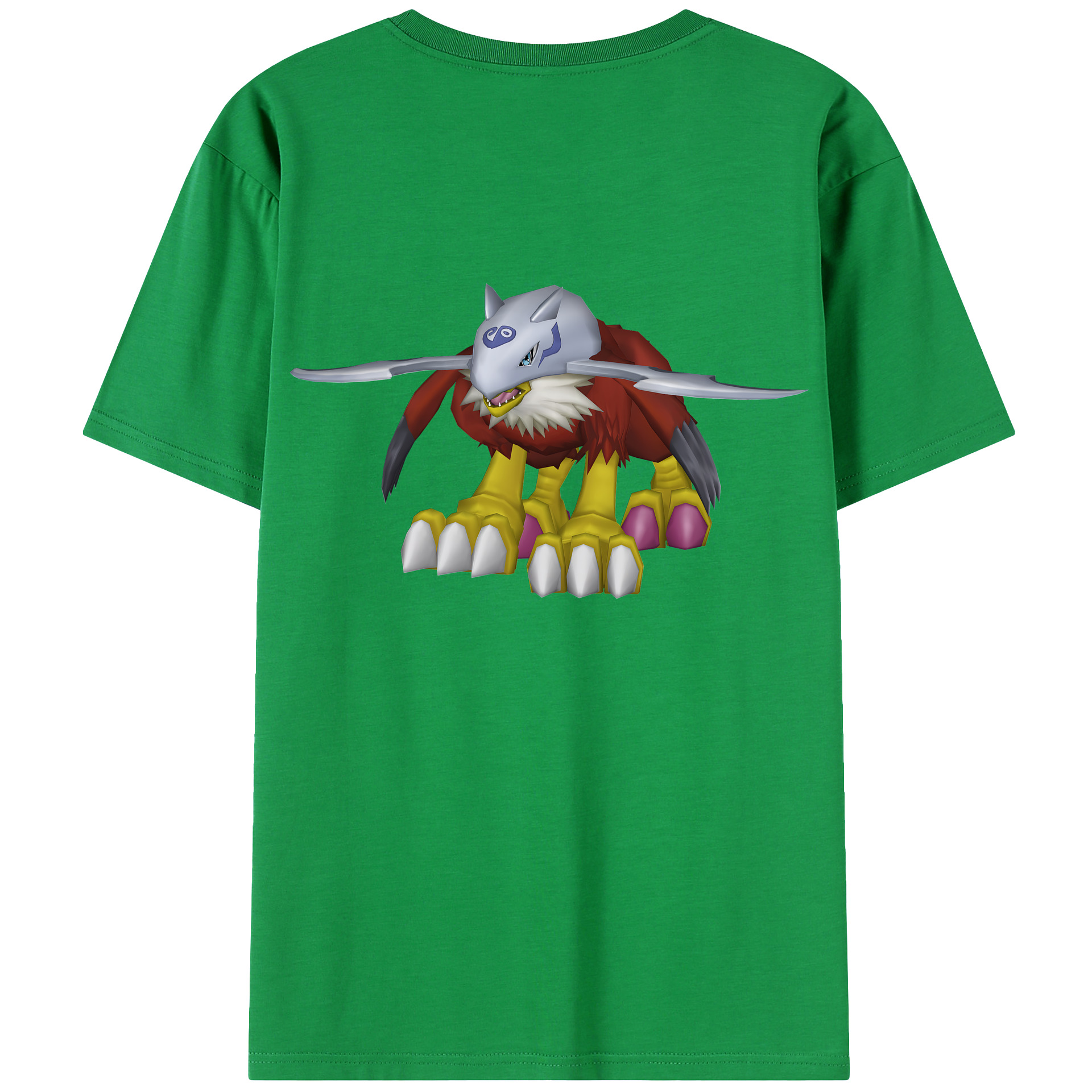 （画像用） Digimon デジタルモンスター/デジモン 綿100％ メンズ半袖Tシャツ（バックプリント） 通気性