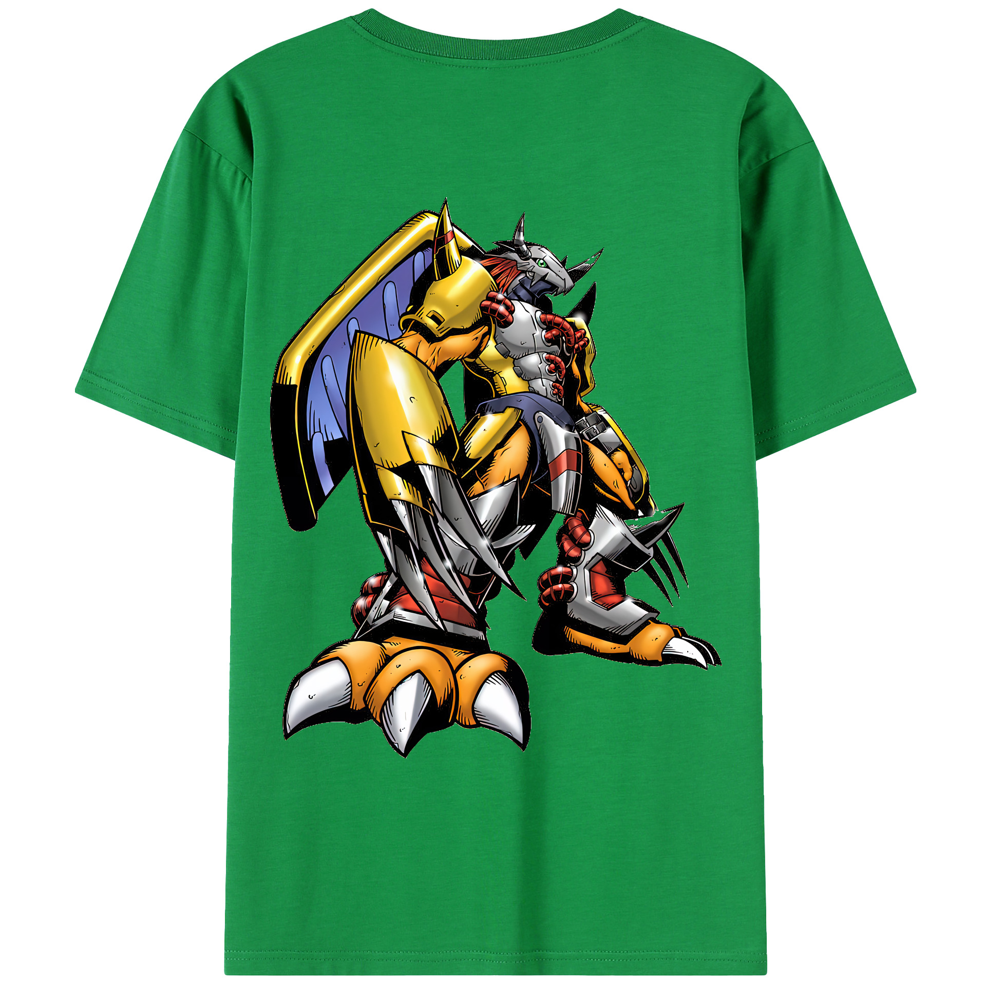 （画像用） Digimon デジタルモンスター/デジモン 綿100％ メンズ半袖Tシャツ（バックプリント） 通気性