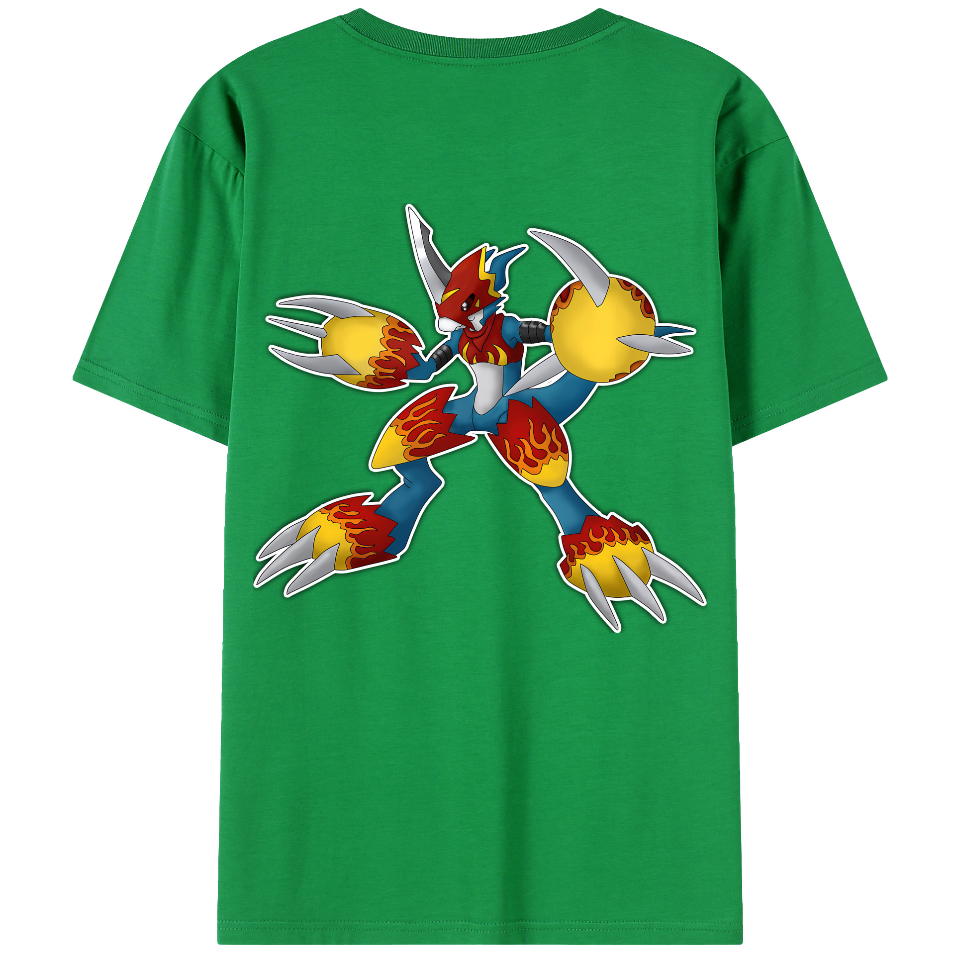 （画像用） Digimon デジタルモンスター/デジモン 綿100％ メンズ半袖Tシャツ（バックプリント） 通気性