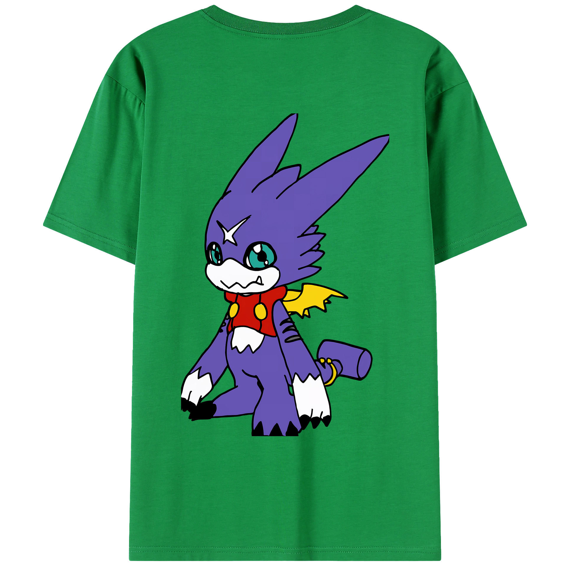（画像用） Digimon デジタルモンスター/デジモン 綿100％ メンズ半袖Tシャツ（バックプリント） 通気性