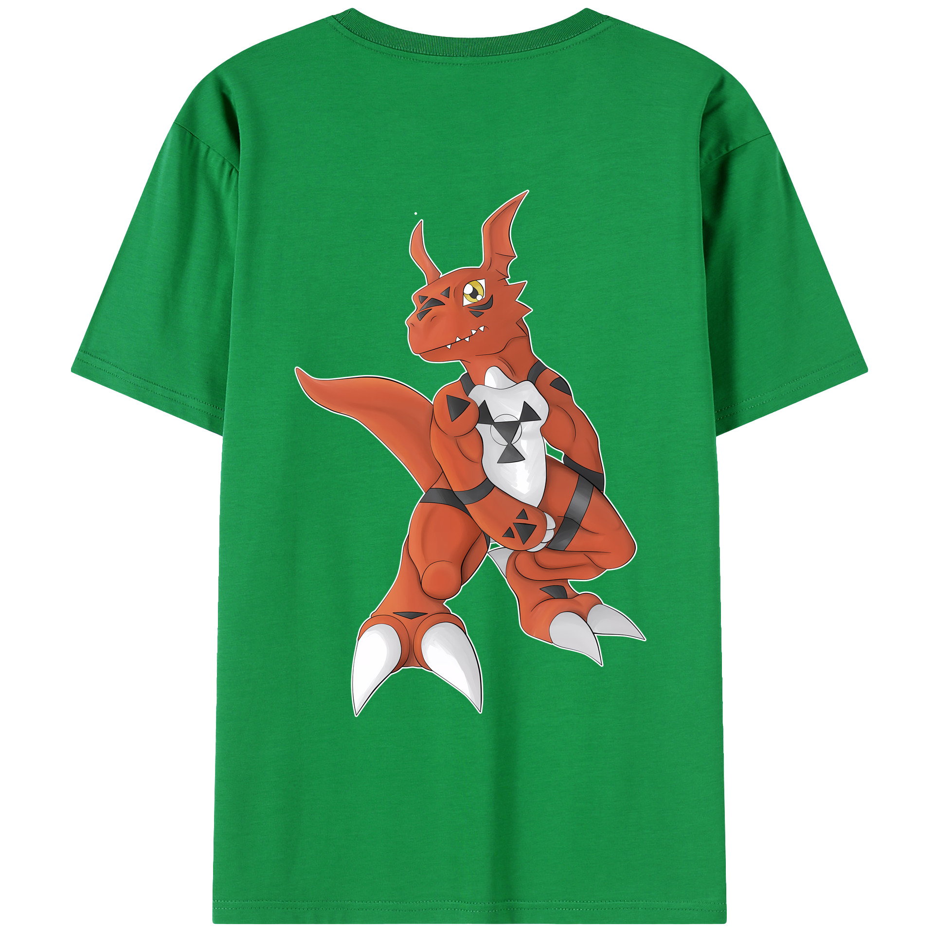（画像用） Digimon デジタルモンスター/デジモン 綿100％ メンズ半袖Tシャツ（バックプリント） 通気性