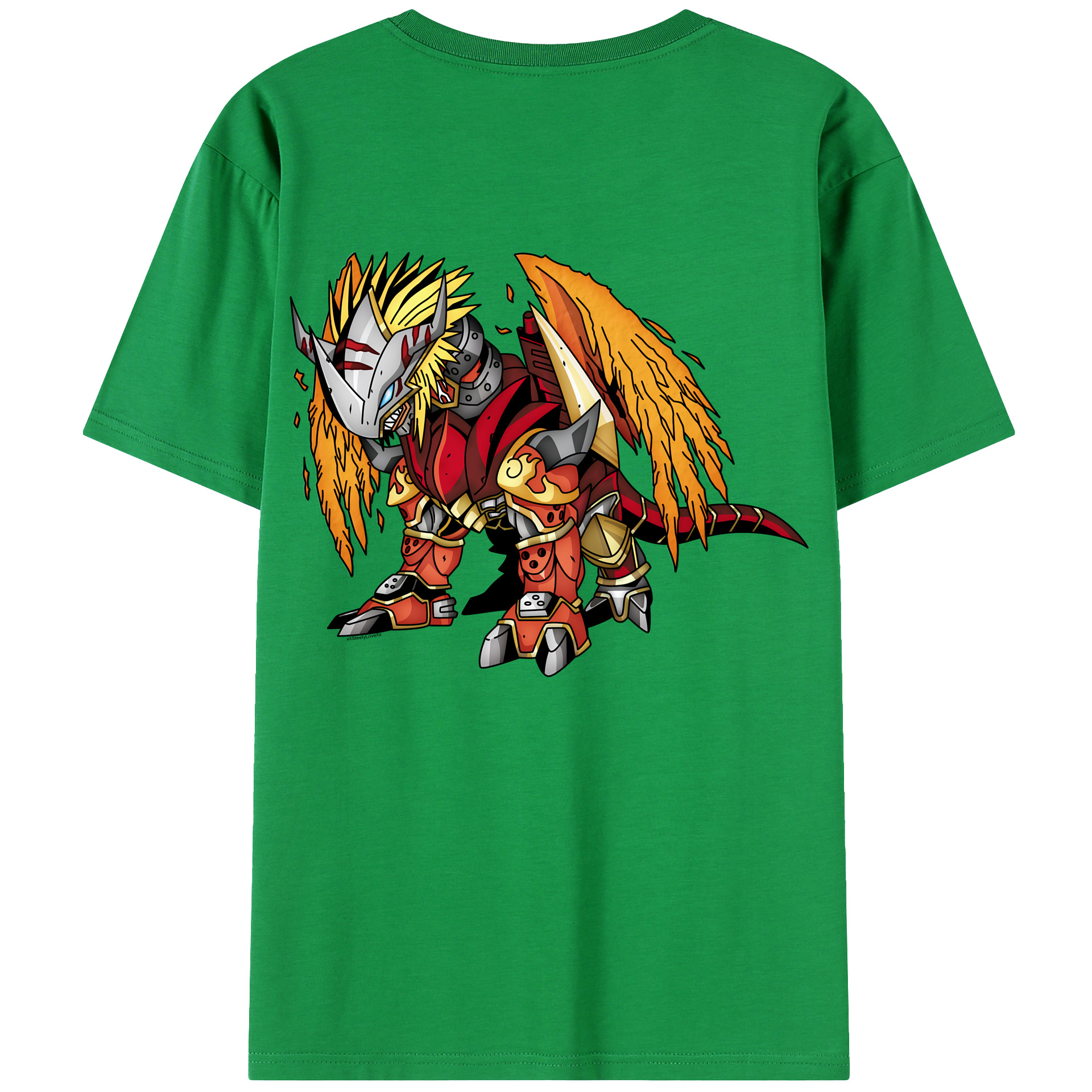 （画像用） Digimon デジタルモンスター/デジモン 綿100％ メンズ半袖Tシャツ（バックプリント） 通気性