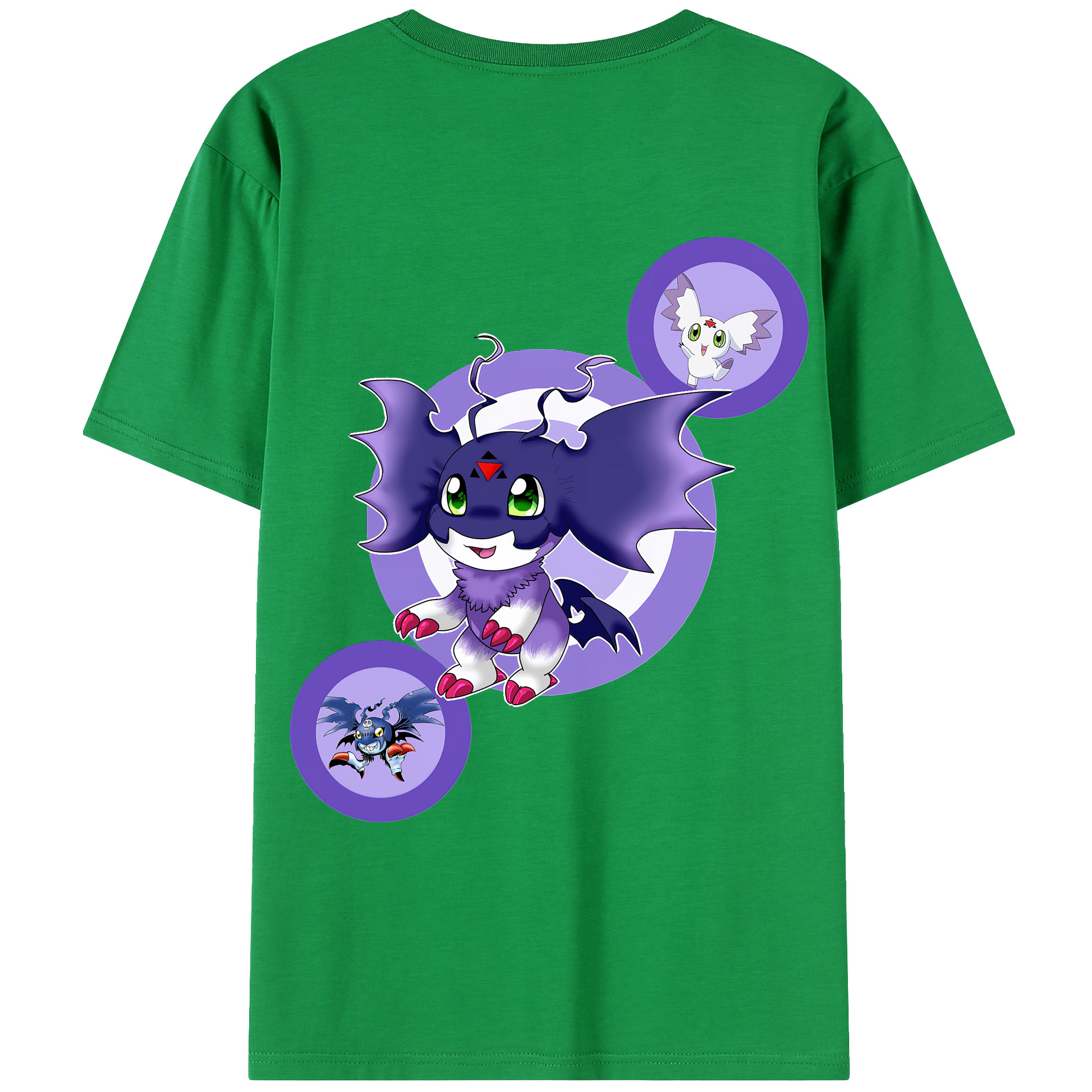 （画像用） Digimon デジタルモンスター/デジモン 綿100％ メンズ半袖Tシャツ（バックプリント） 通気性