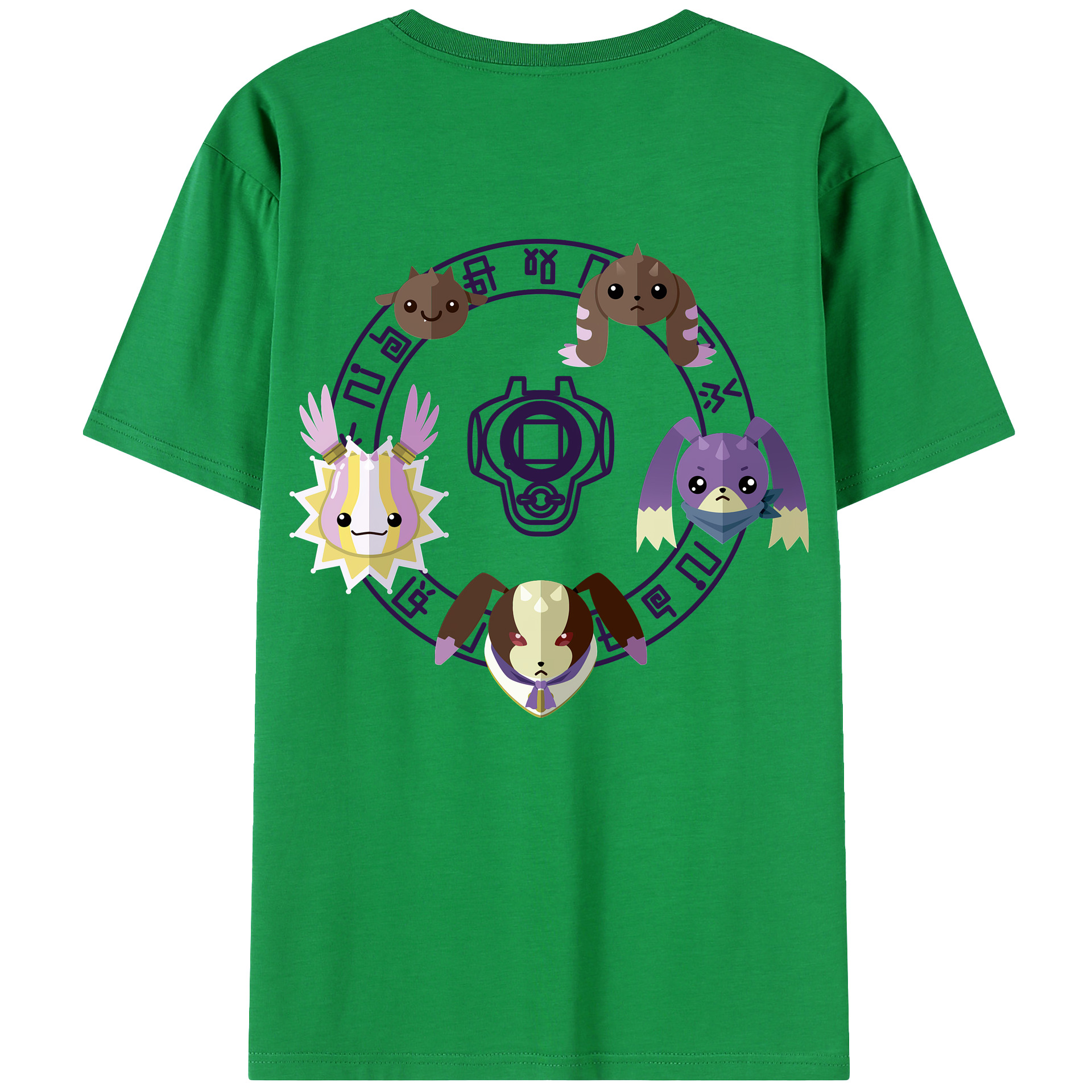 （画像用） Digimon デジタルモンスター/デジモン 綿100％ メンズ半袖Tシャツ（バックプリント） 通気性