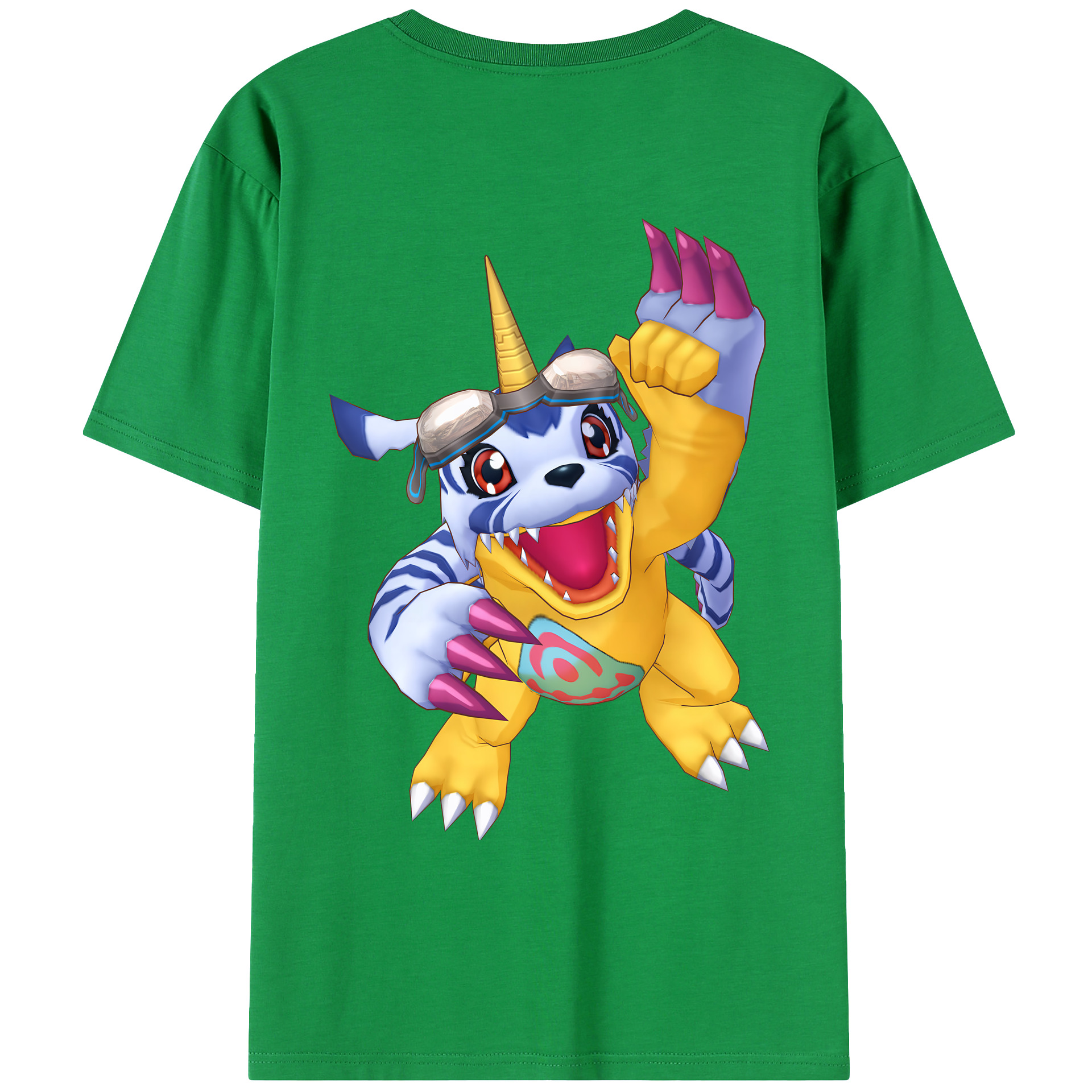 （画像用） Digimon デジタルモンスター/デジモン 綿100％ メンズ半袖Tシャツ（バックプリント） 通気性