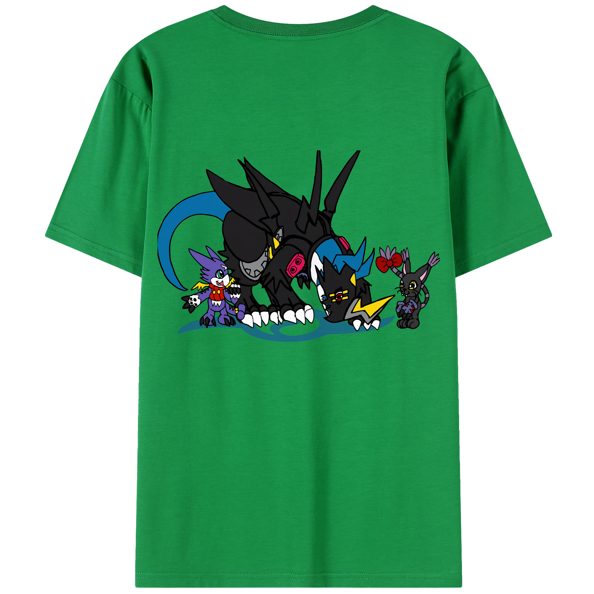 （画像用） Digimon デジタルモンスター/デジモン 綿100％ メンズ半袖Tシャツ（バックプリント） 通気性