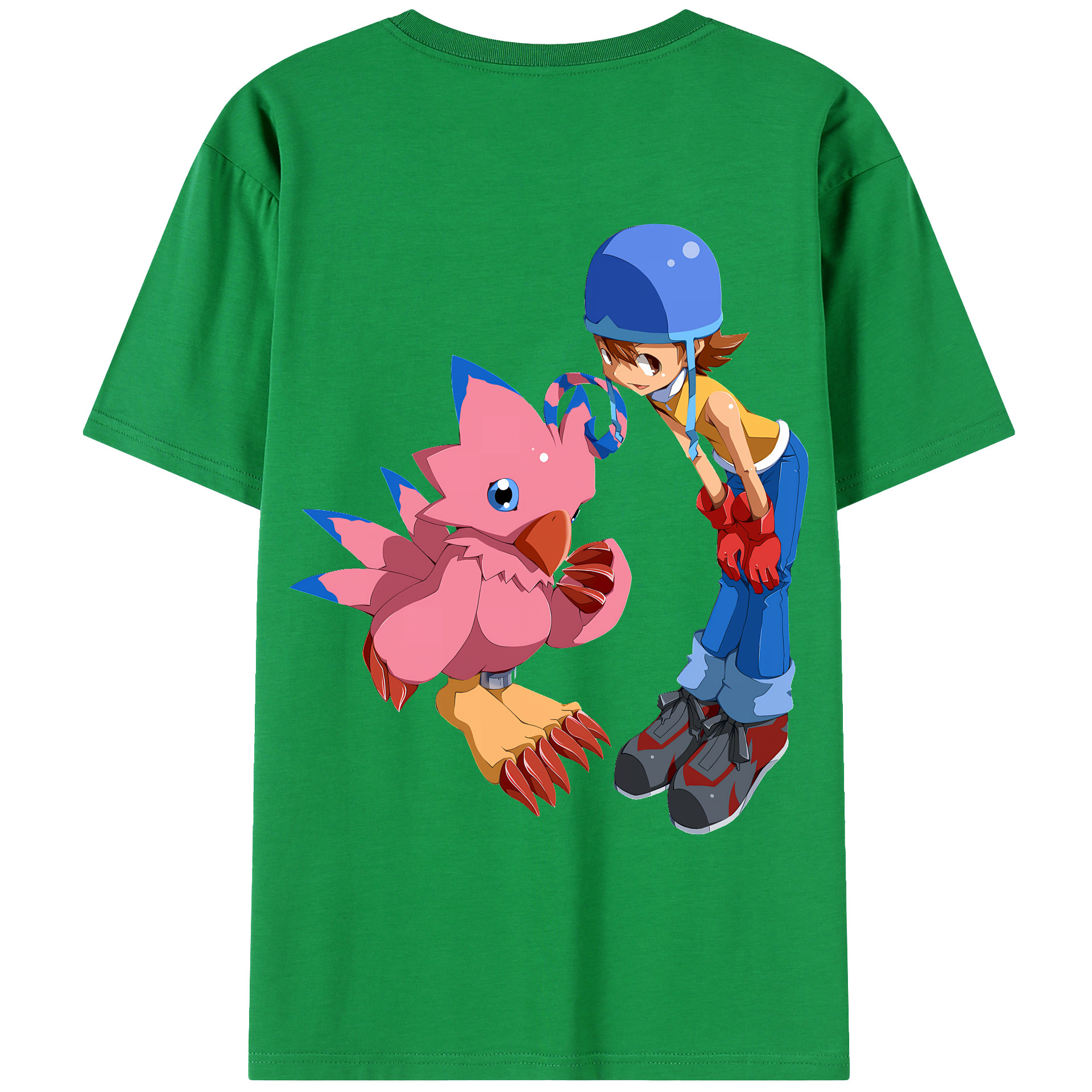 （画像用） Digimon デジタルモンスター/デジモン 綿100％ メンズ半袖Tシャツ（バックプリント） 通気性