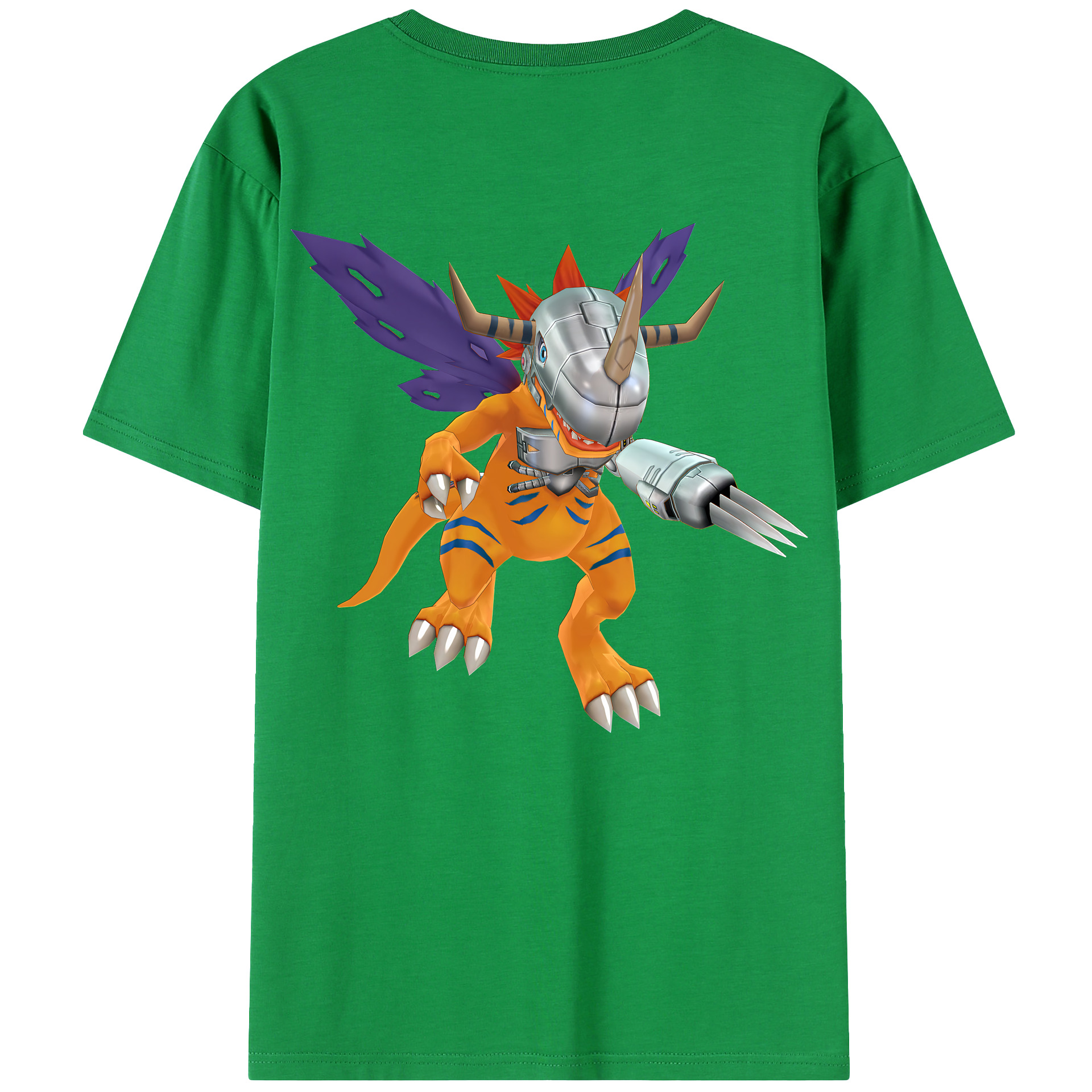 （画像用） Digimon デジタルモンスター/デジモン 綿100％ メンズ半袖Tシャツ（バックプリント） 通気性