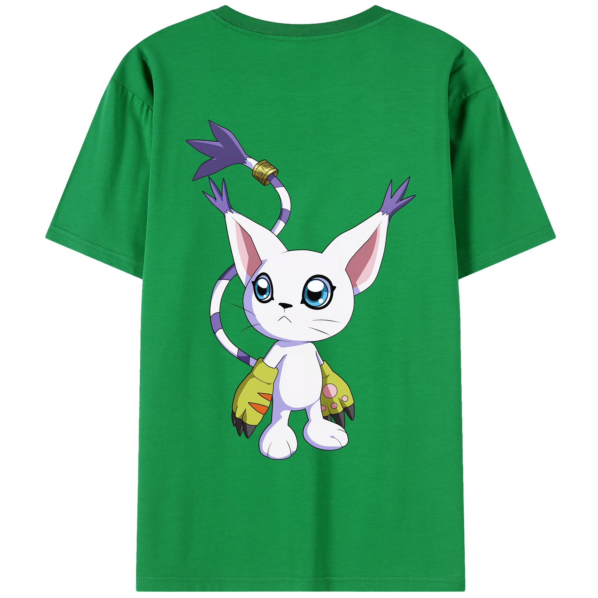 （画像用） Digimon デジタルモンスター/デジモン 綿100％ メンズ半袖Tシャツ（バックプリント） 通気性