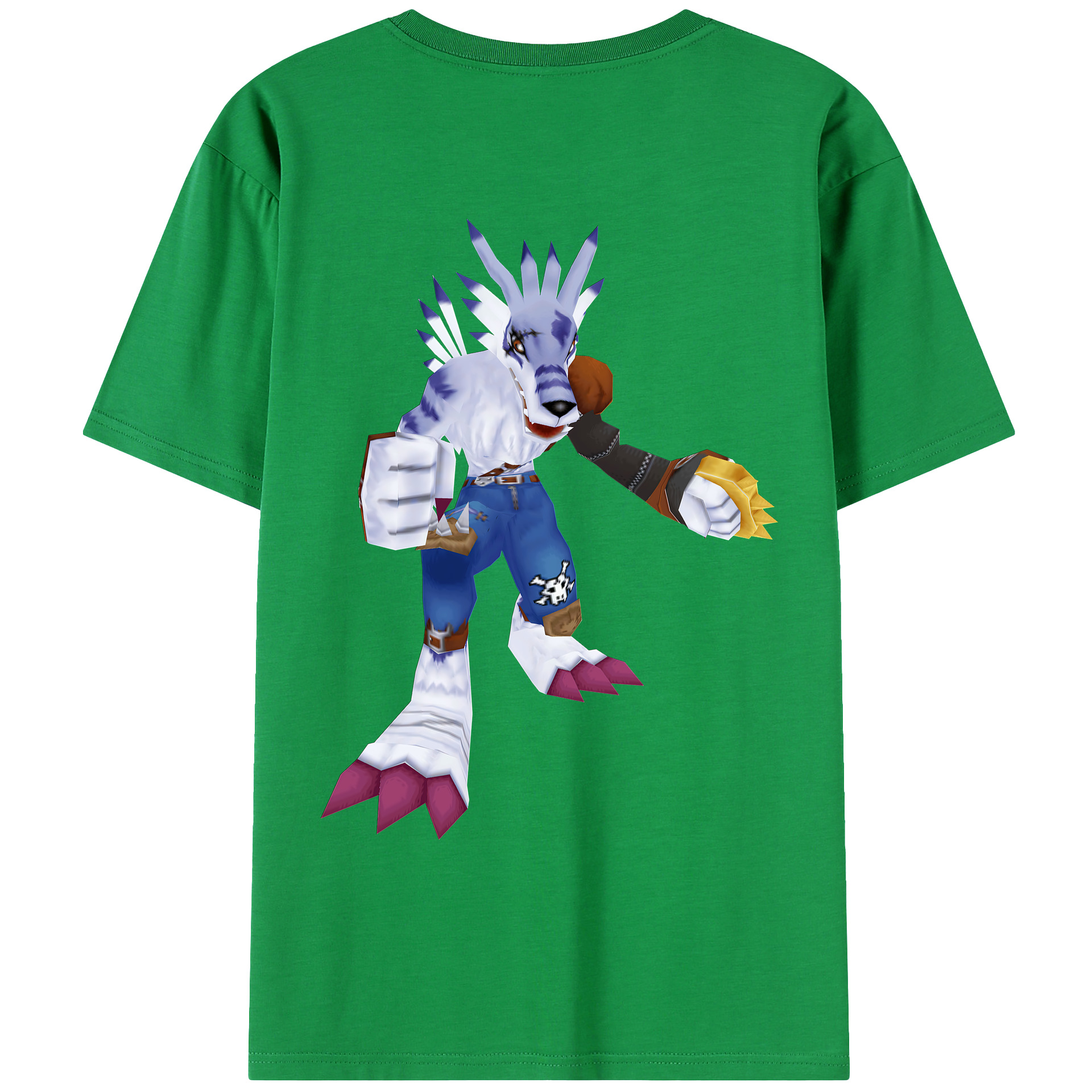 （画像用） Digimon デジタルモンスター/デジモン 綿100％ メンズ半袖Tシャツ（バックプリント） 通気性