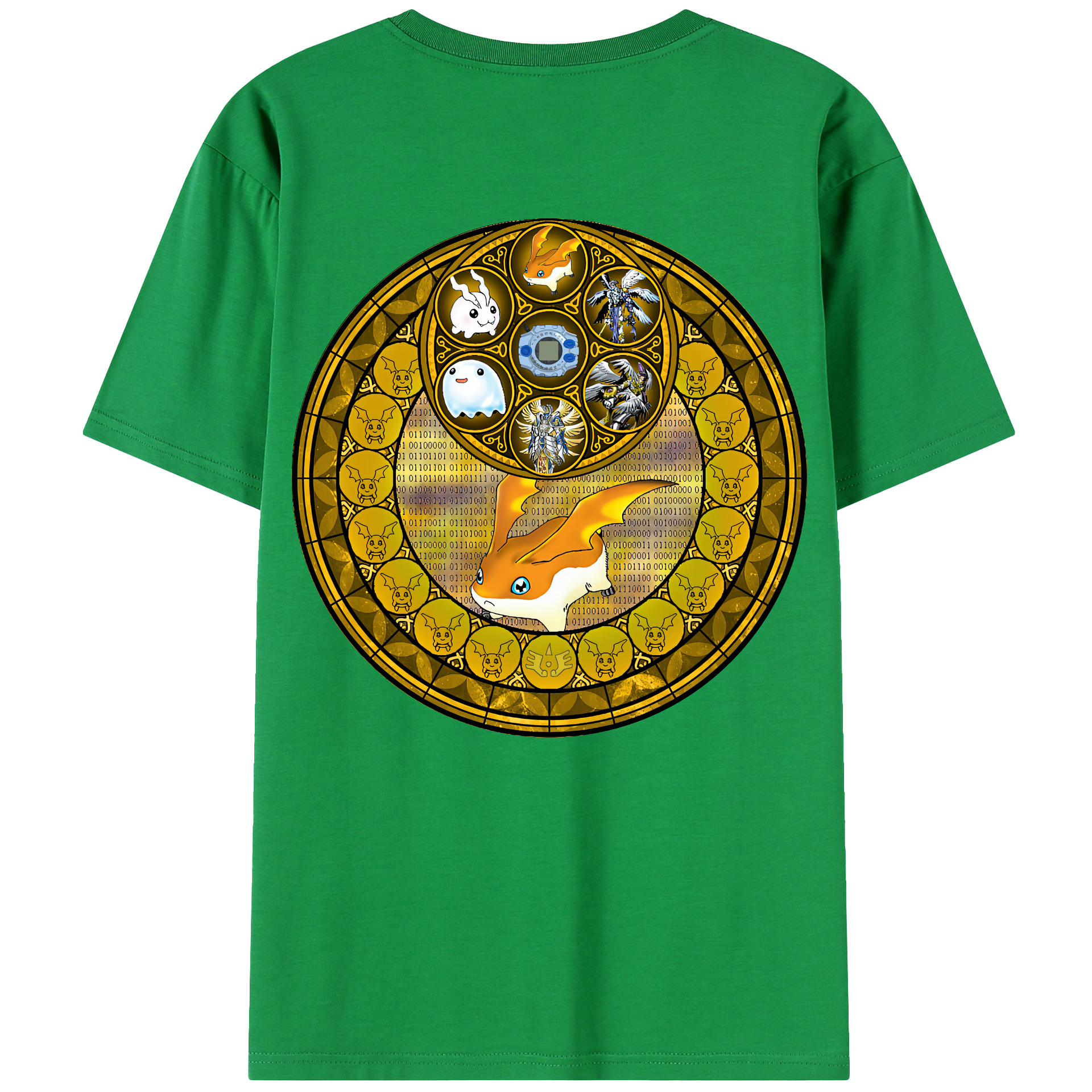 （画像用） Digimon デジタルモンスター/デジモン 綿100％ メンズ半袖Tシャツ（バックプリント） 通気性