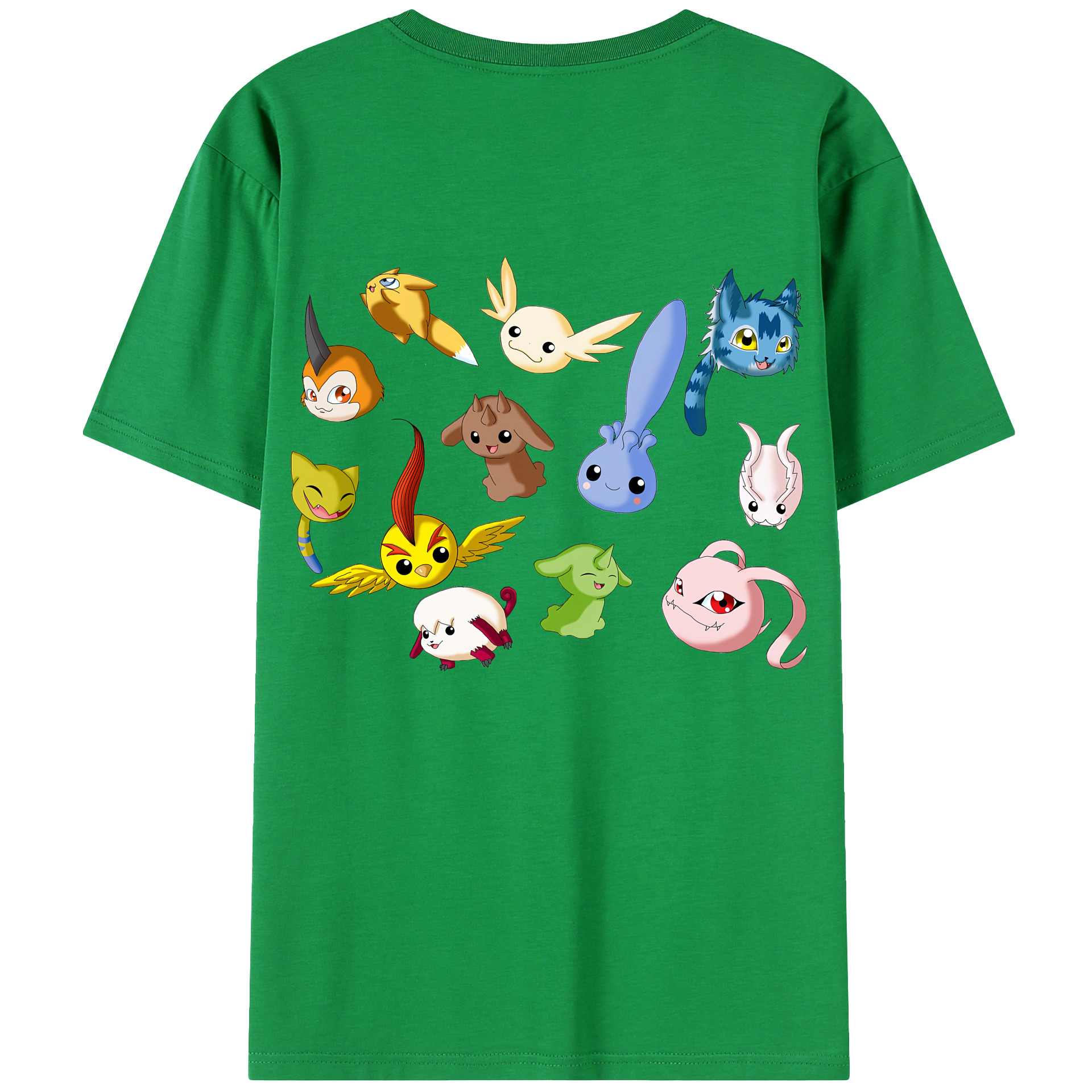 （画像用） Digimon デジタルモンスター/デジモン 綿100％ メンズ半袖Tシャツ（バックプリント） 通気性
