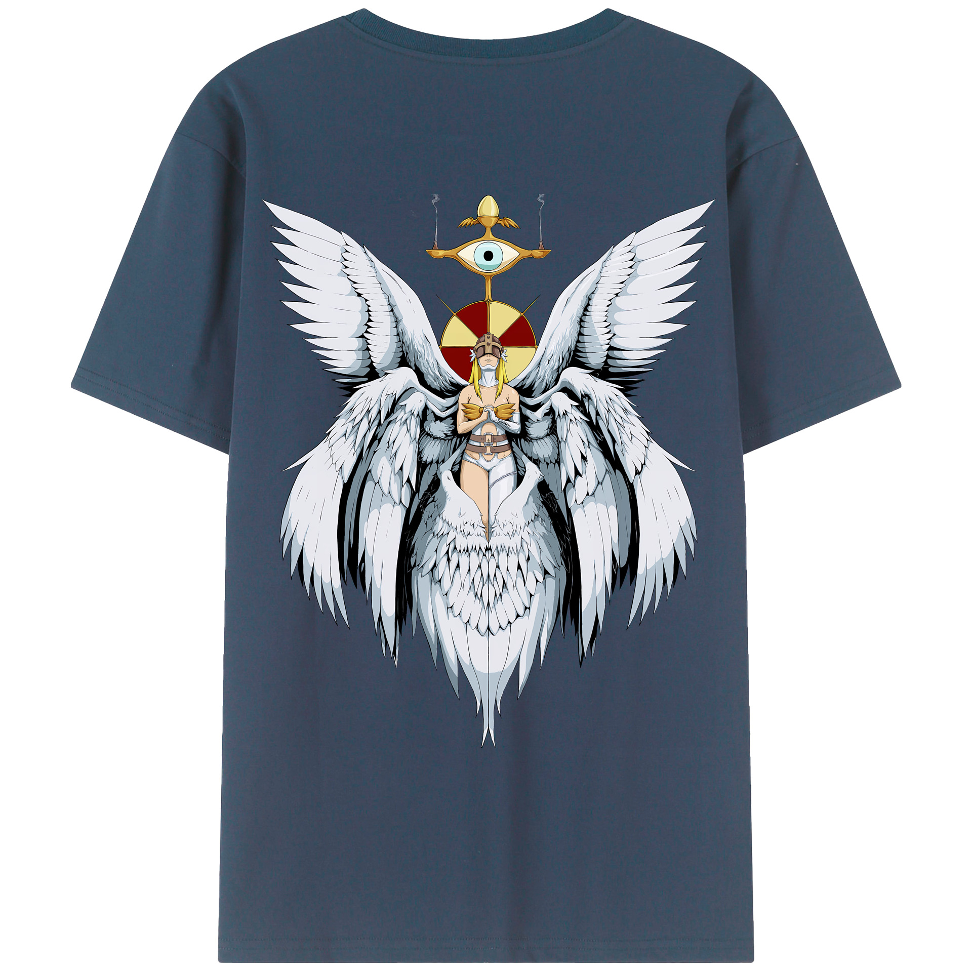 （画像用） Digimon デジタルモンスター/デジモン 綿100％ メンズ半袖Tシャツ（バックプリント） 通気性