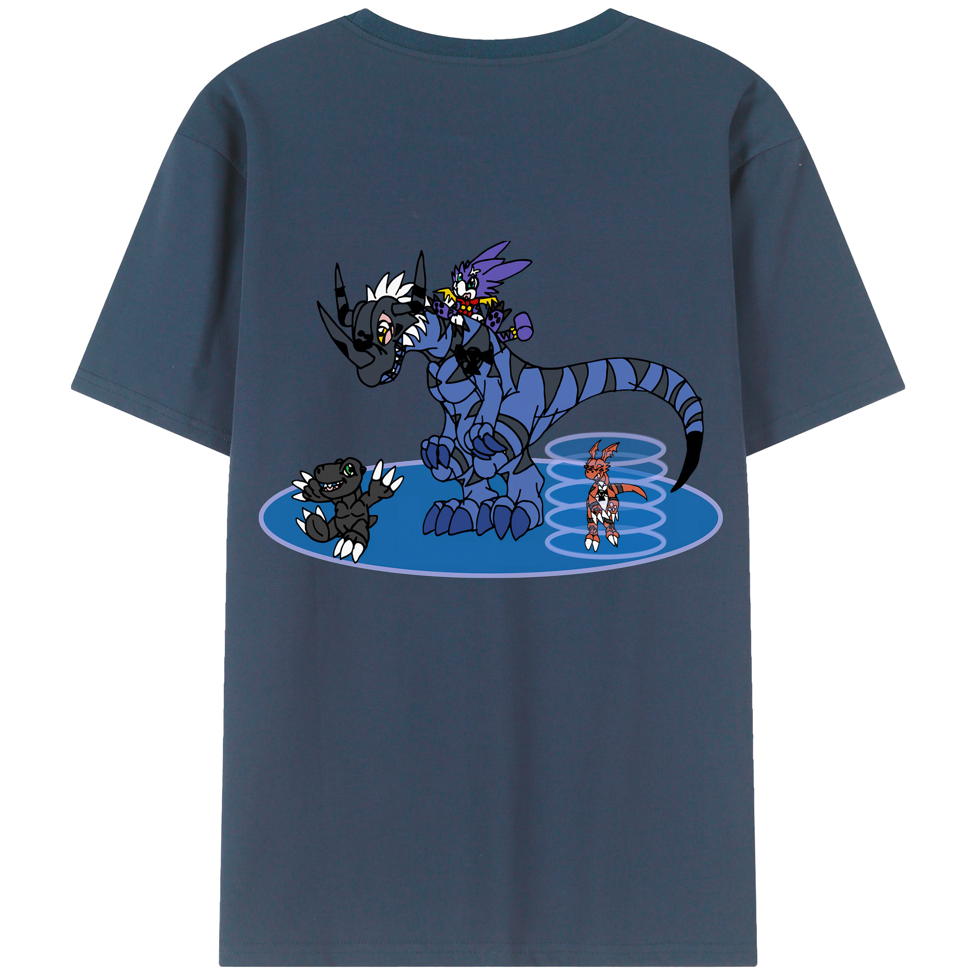 （画像用） Digimon デジタルモンスター/デジモン 綿100％ メンズ半袖Tシャツ（バックプリント） 通気性