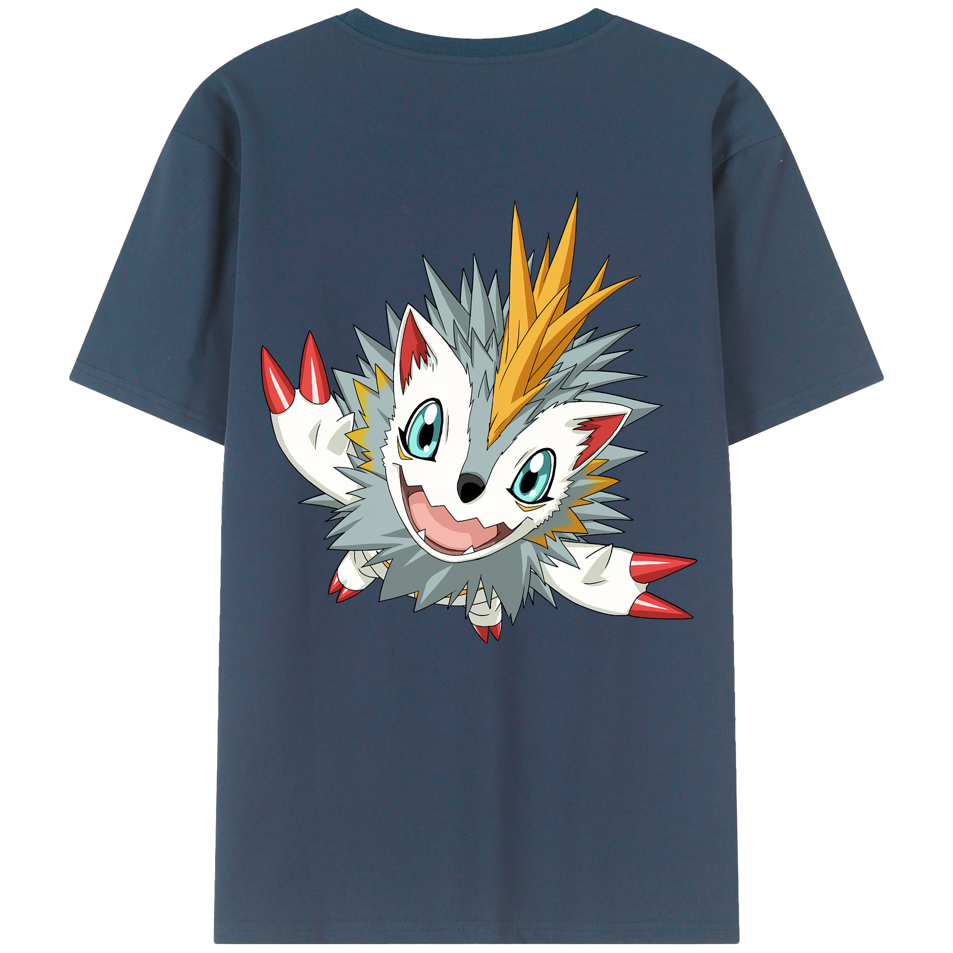 （画像用） Digimon デジタルモンスター/デジモン 綿100％ メンズ半袖Tシャツ（バックプリント） 通気性