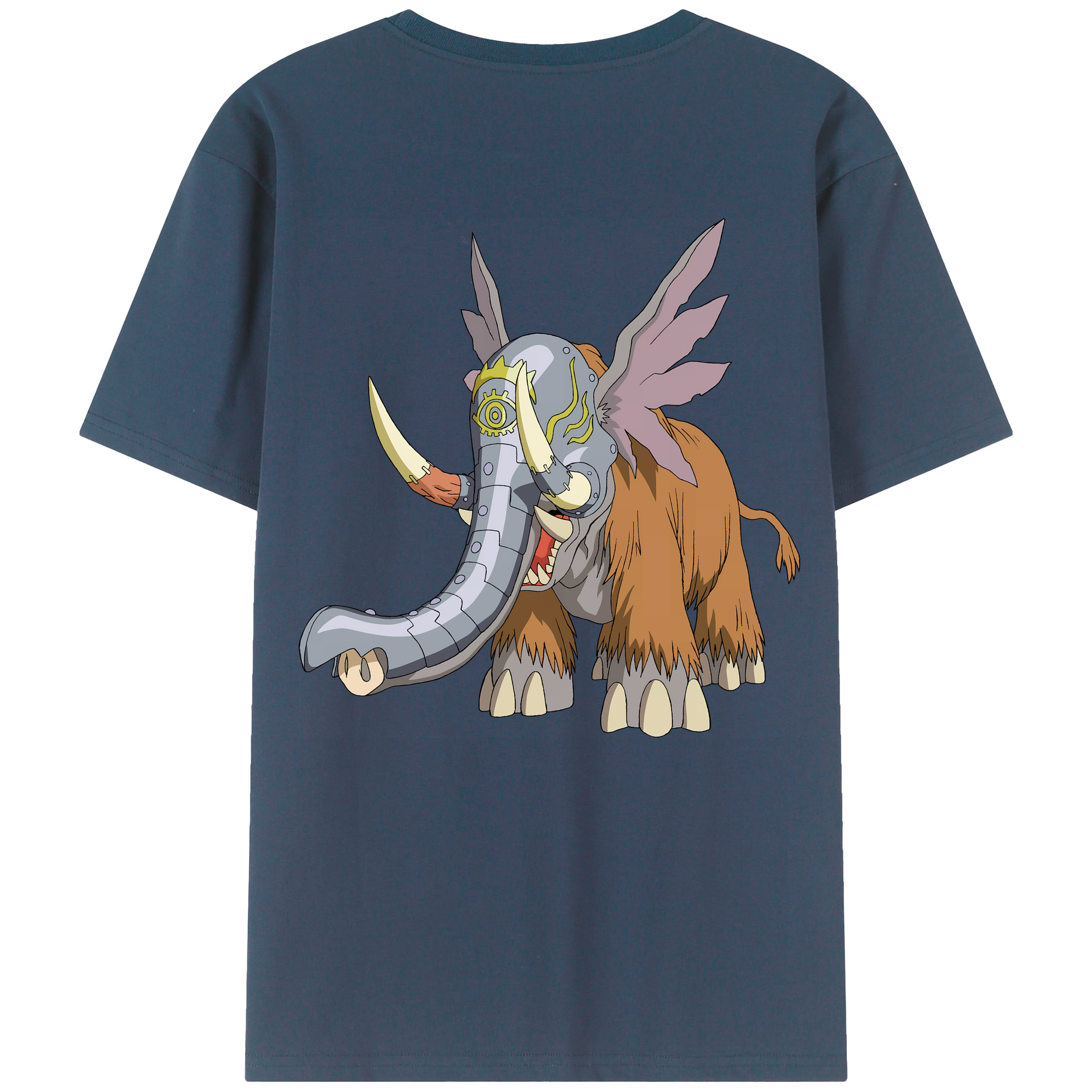 （画像用） Digimon デジタルモンスター/デジモン 綿100％ メンズ半袖Tシャツ（バックプリント） 通気性