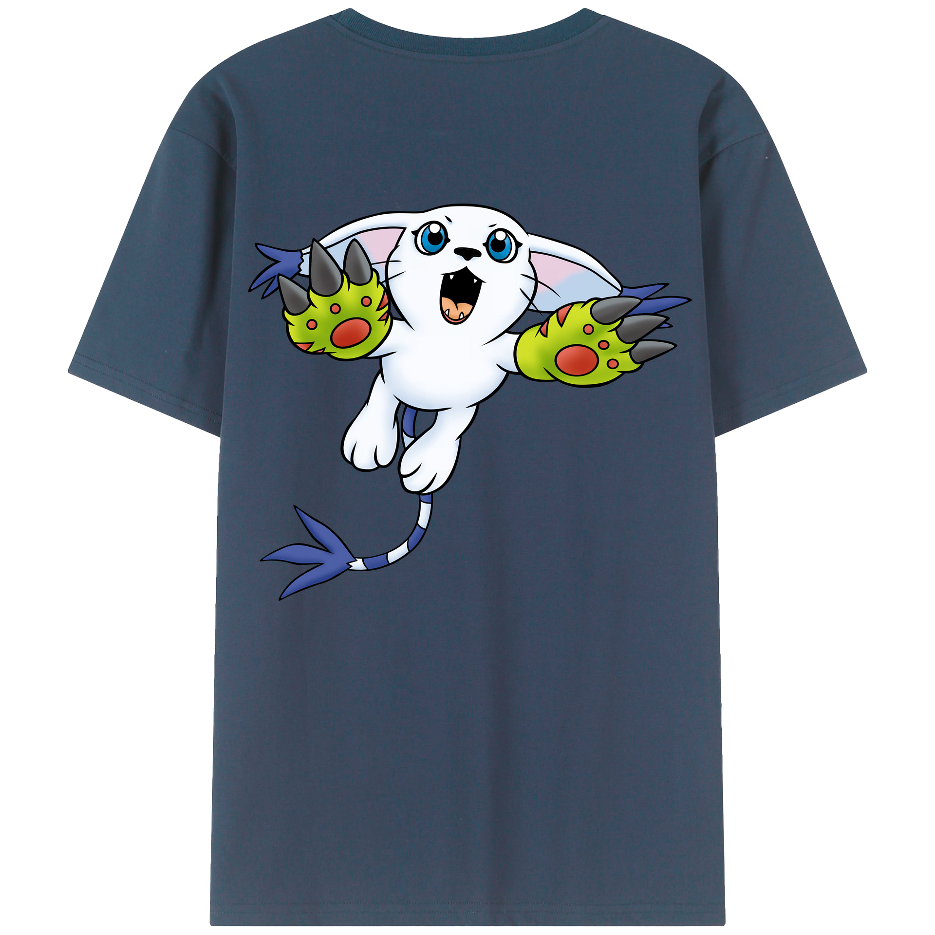 （画像用） Digimon デジタルモンスター/デジモン 綿100％ メンズ半袖Tシャツ（バックプリント） 通気性