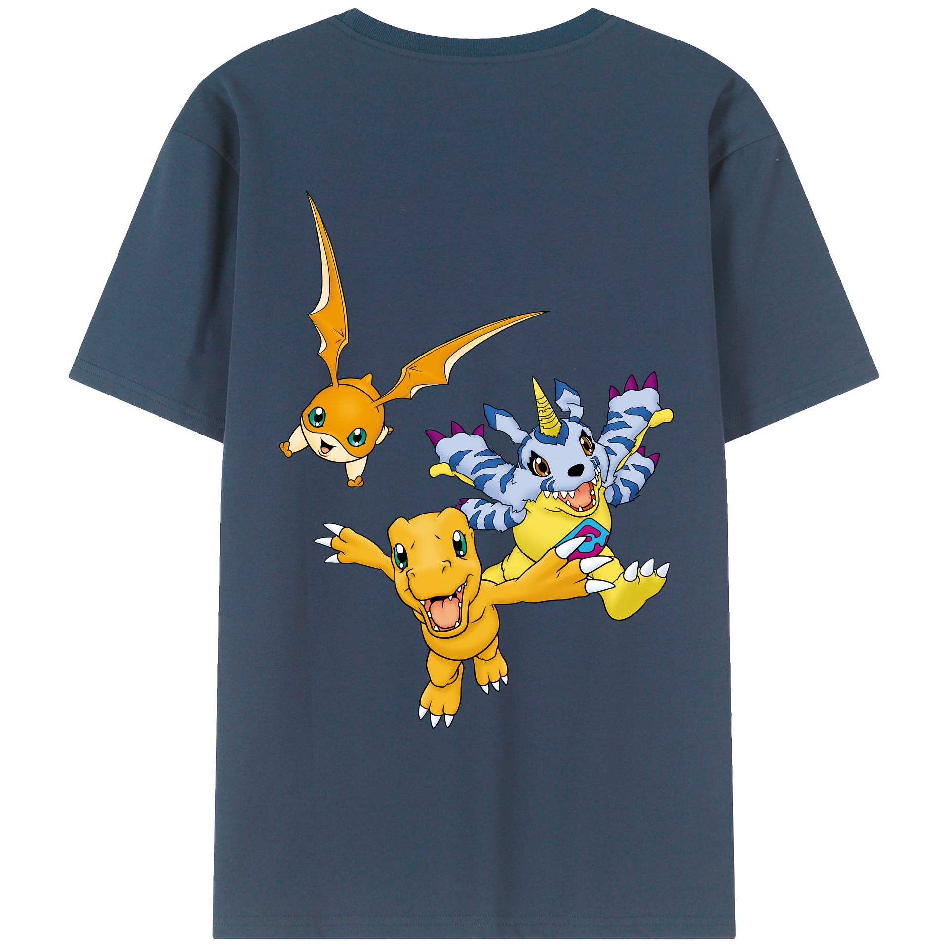 （画像用） Digimon デジタルモンスター/デジモン 綿100％ メンズ半袖Tシャツ（バックプリント） 通気性