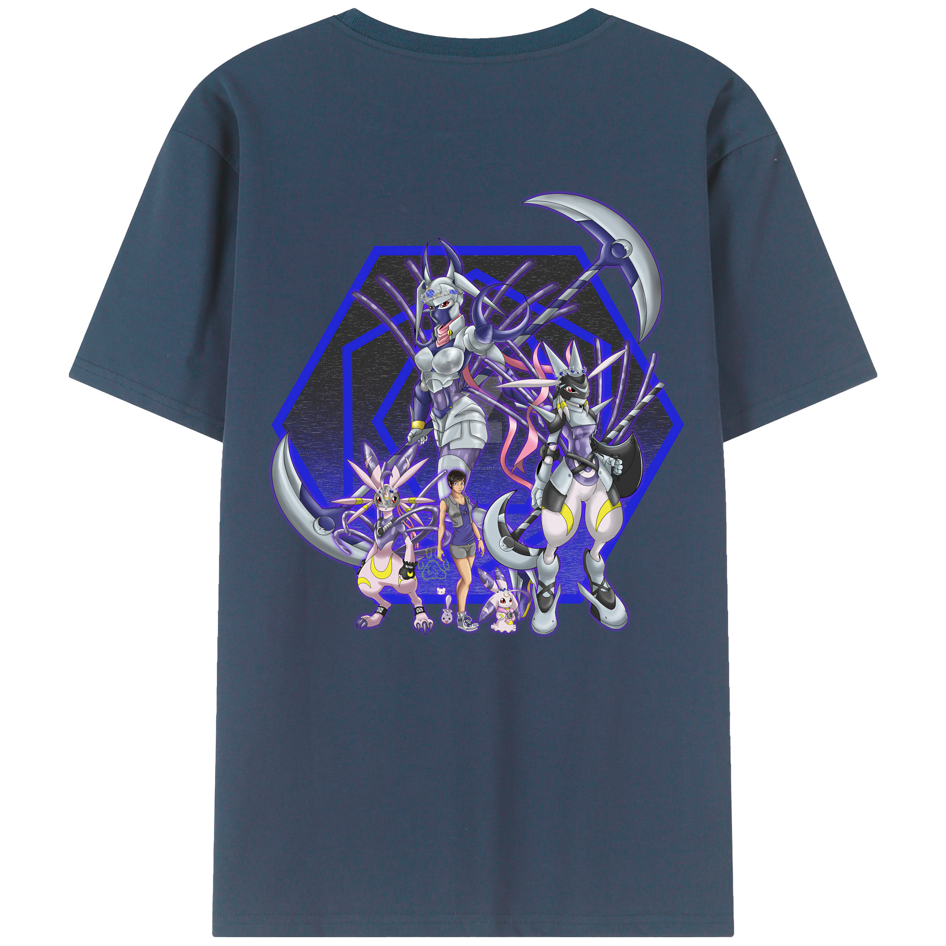 （画像用） Digimon デジタルモンスター/デジモン 綿100％ メンズ半袖Tシャツ（バックプリント） 通気性