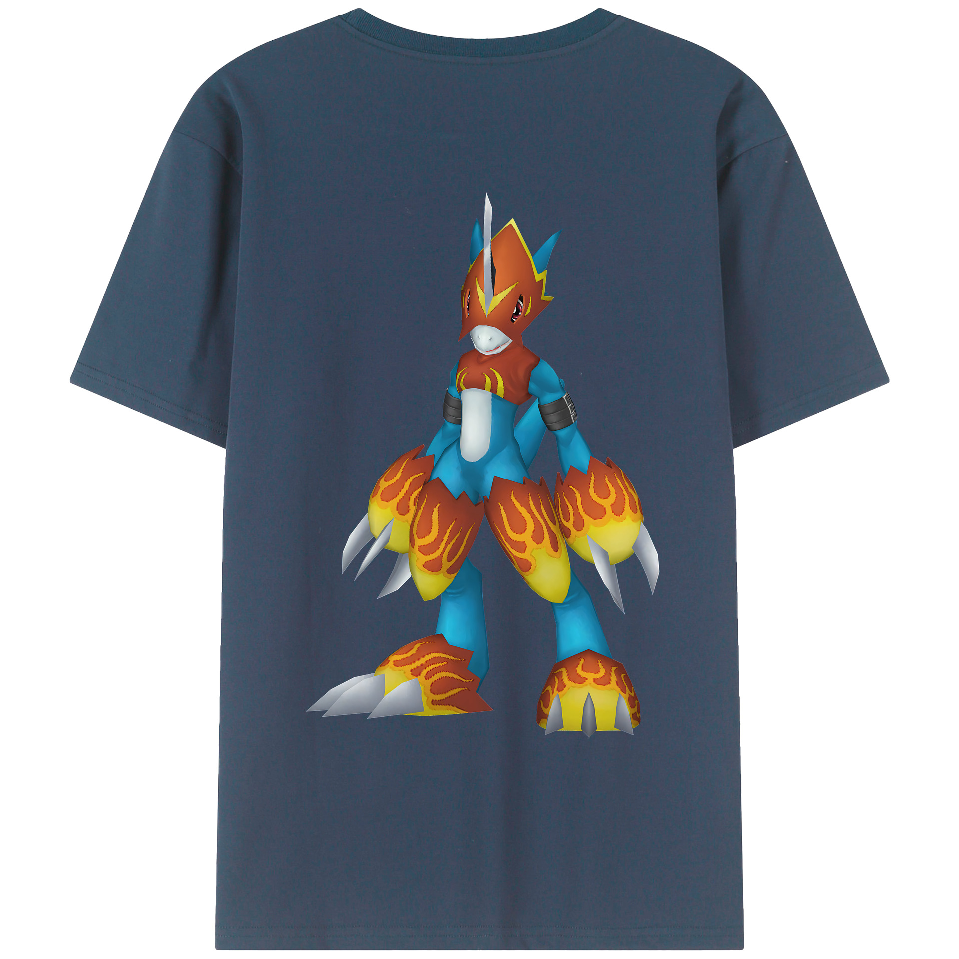 （画像用） Digimon デジタルモンスター/デジモン 綿100％ メンズ半袖Tシャツ（バックプリント） 通気性